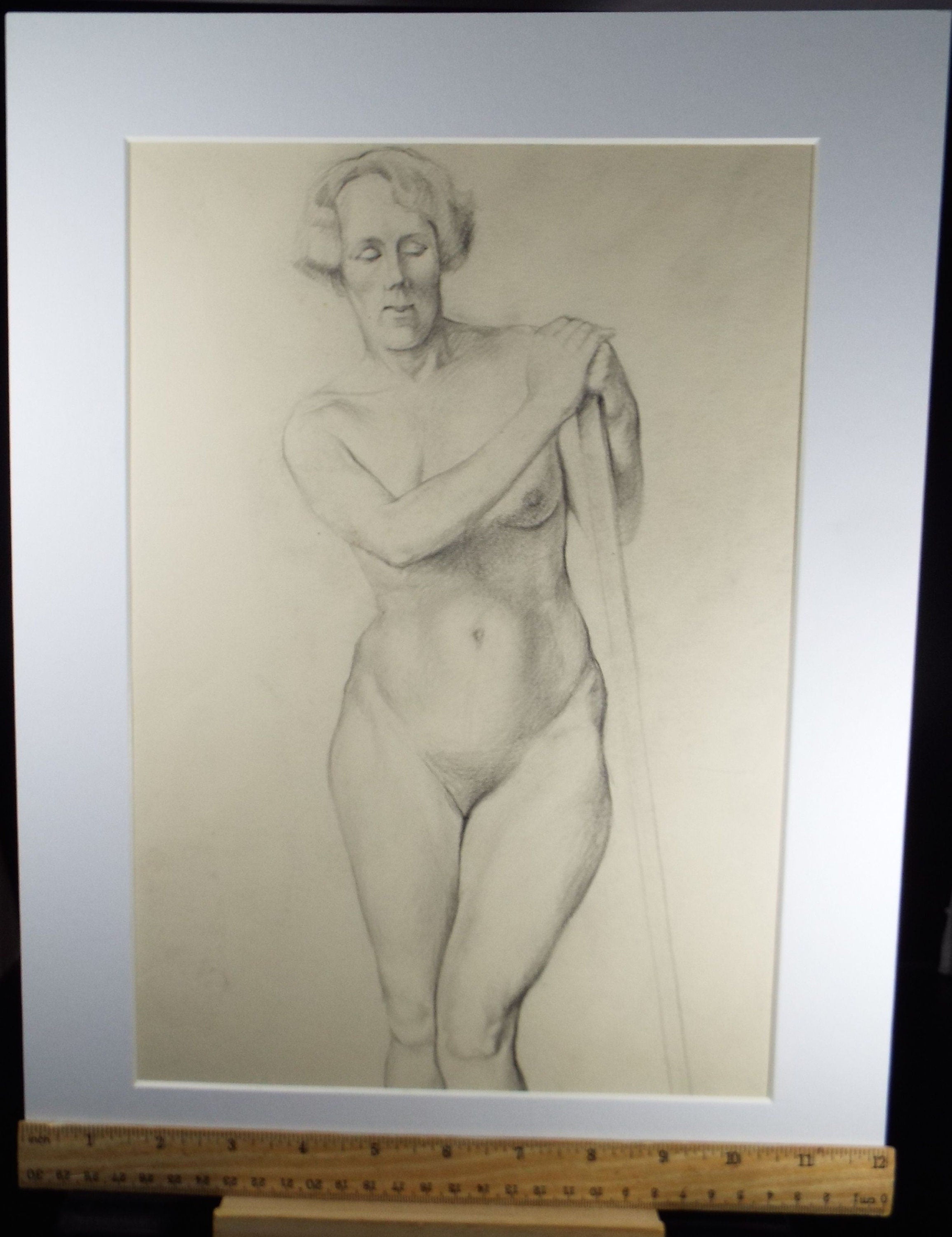 Original Pencil Drawing, 'Female Life Study - Standing', circa 1930's, artist unknown