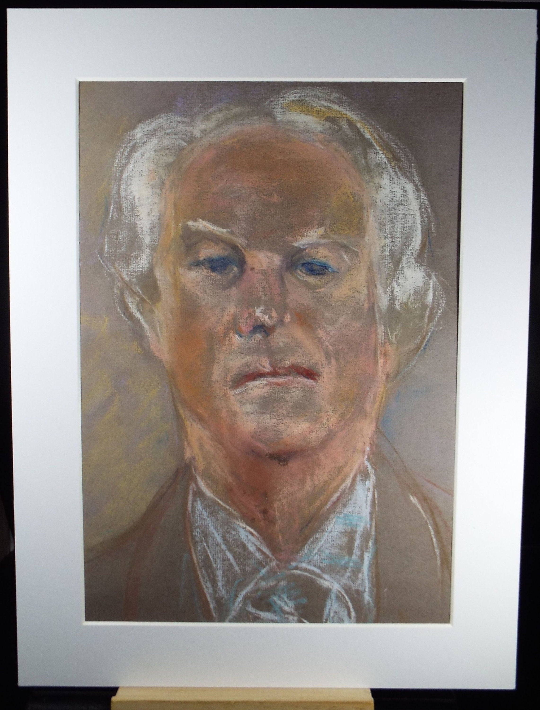 Original Pastel, 'Man with Scarf', Paivio Knighton, (active 1968-c1986)