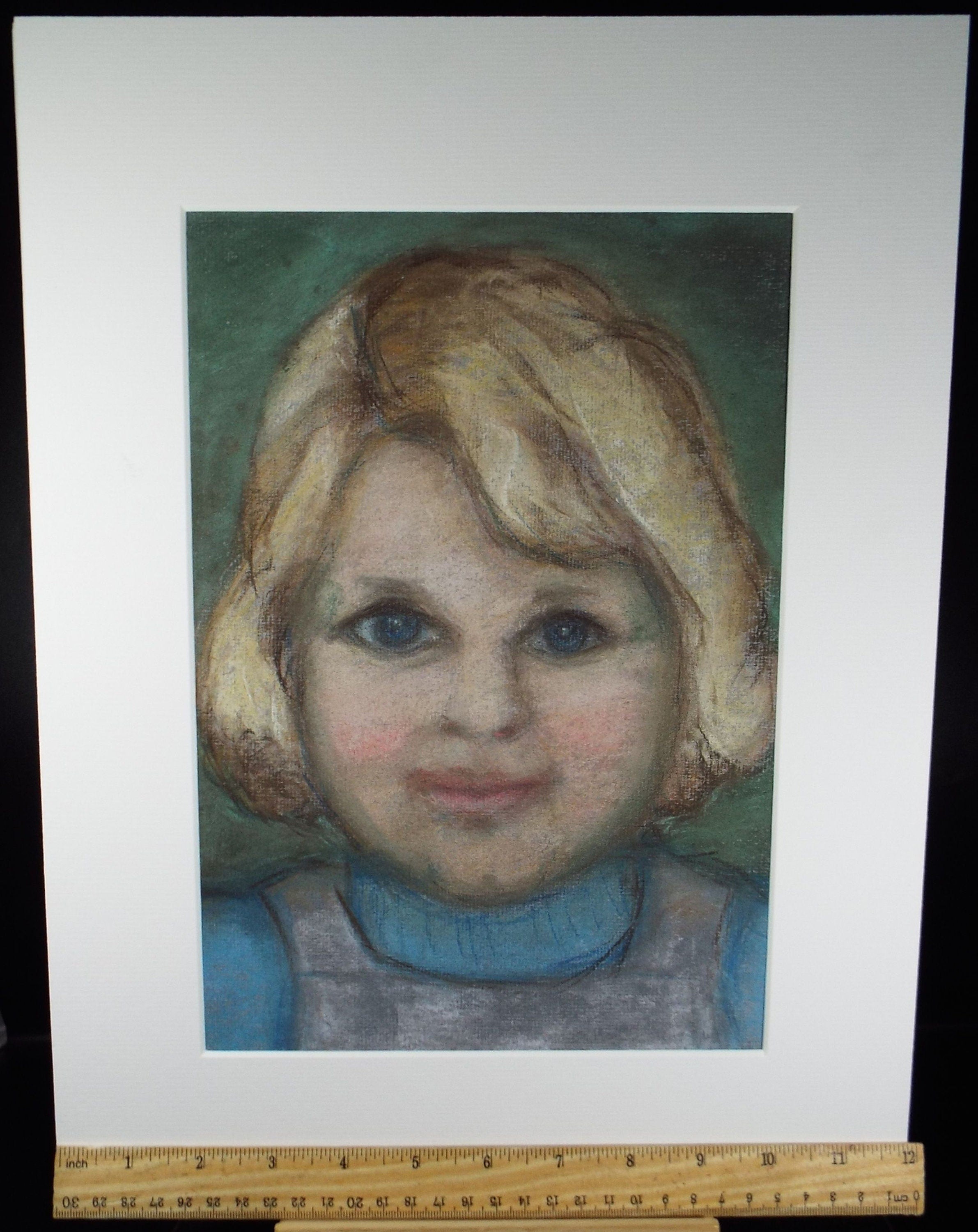 Original Pastel Drawing, 'Child Portrait', Circa 1970's, Paivio Knighton