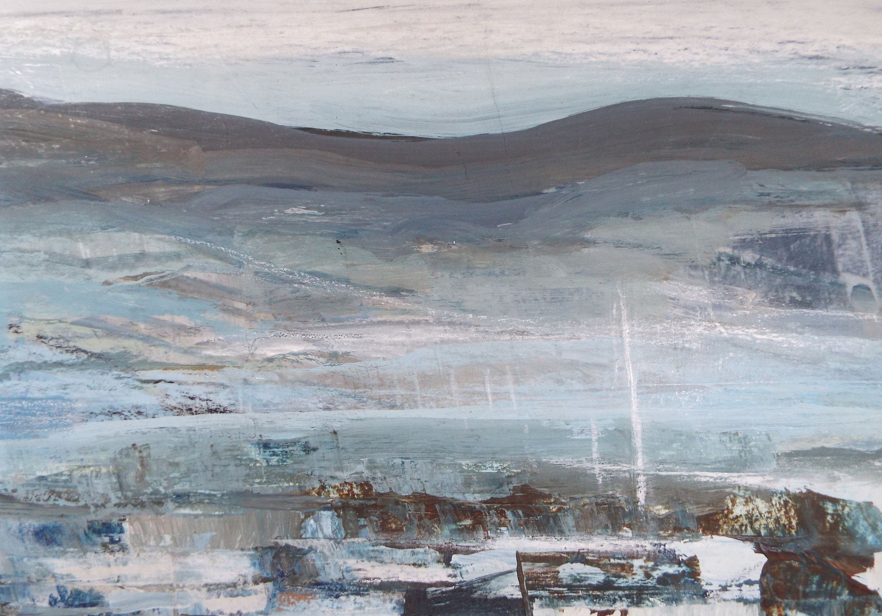 Original Watercolour & Gouache, 'Blue Harbour', Circa 1980's,Artist Unknown