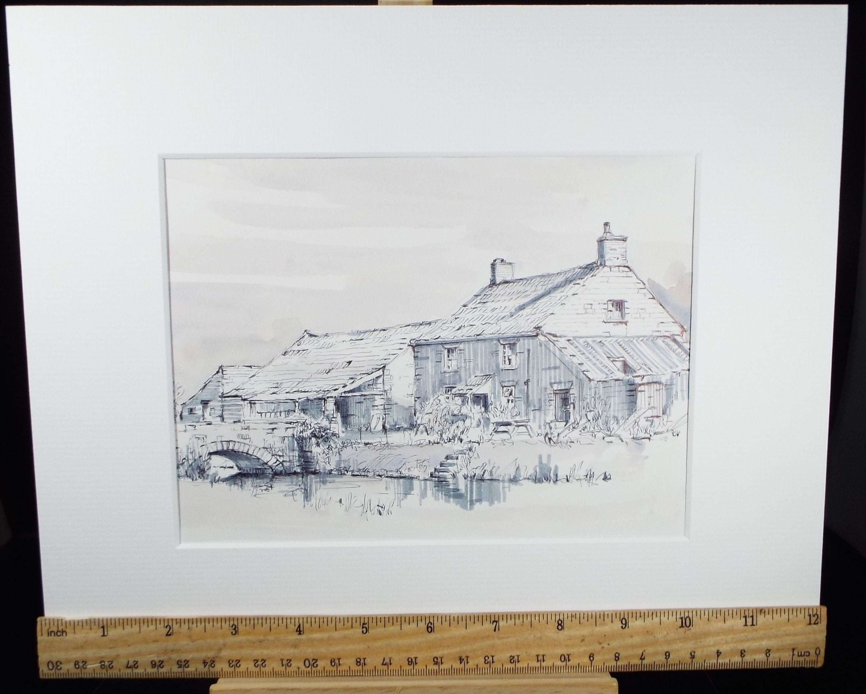 Original Watercolour & Ink, 'Mark, Somerset', c1990's, Artist Unknown