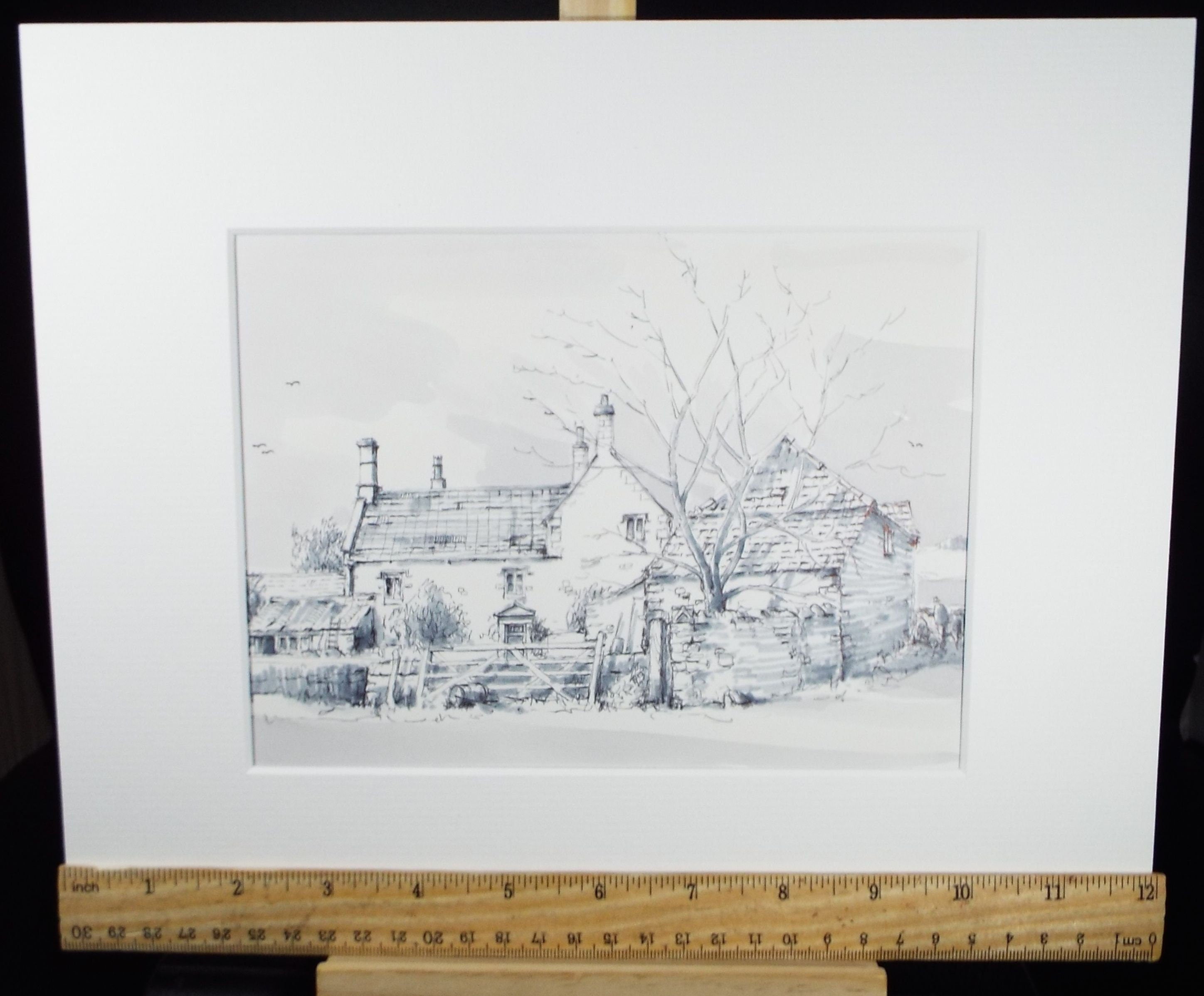 Original Watercolour & Ink, 'Dyrham, Gloucestershire',Dated 1988, Artist Unknown
