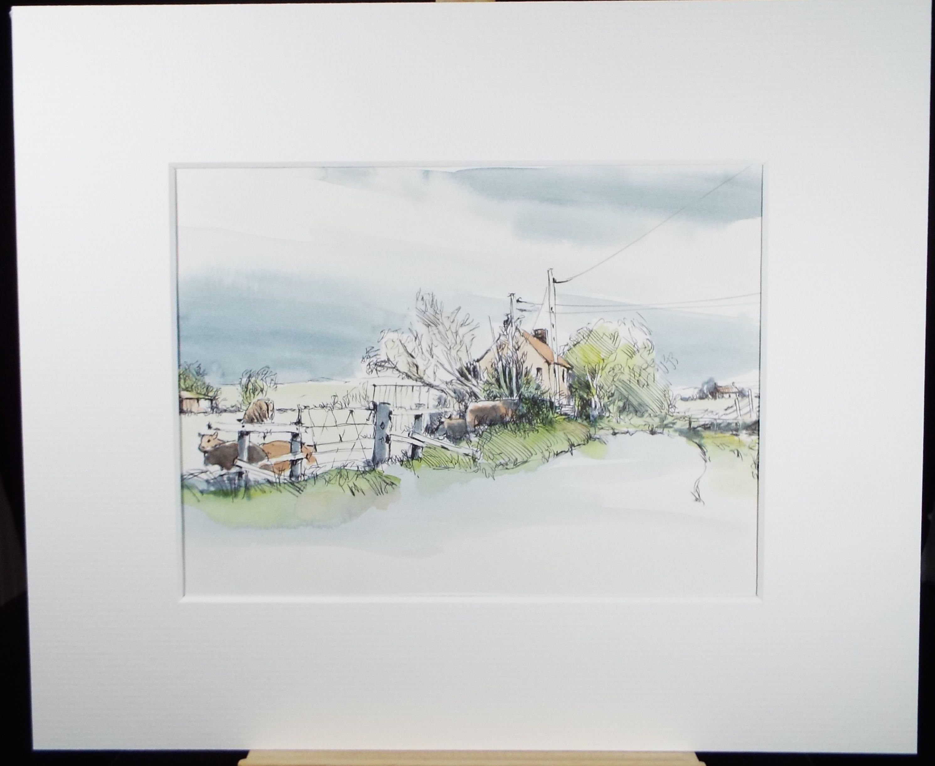 Original Watercolour & Ink, 'Country Lane', Dated 1994, Artist Unknown