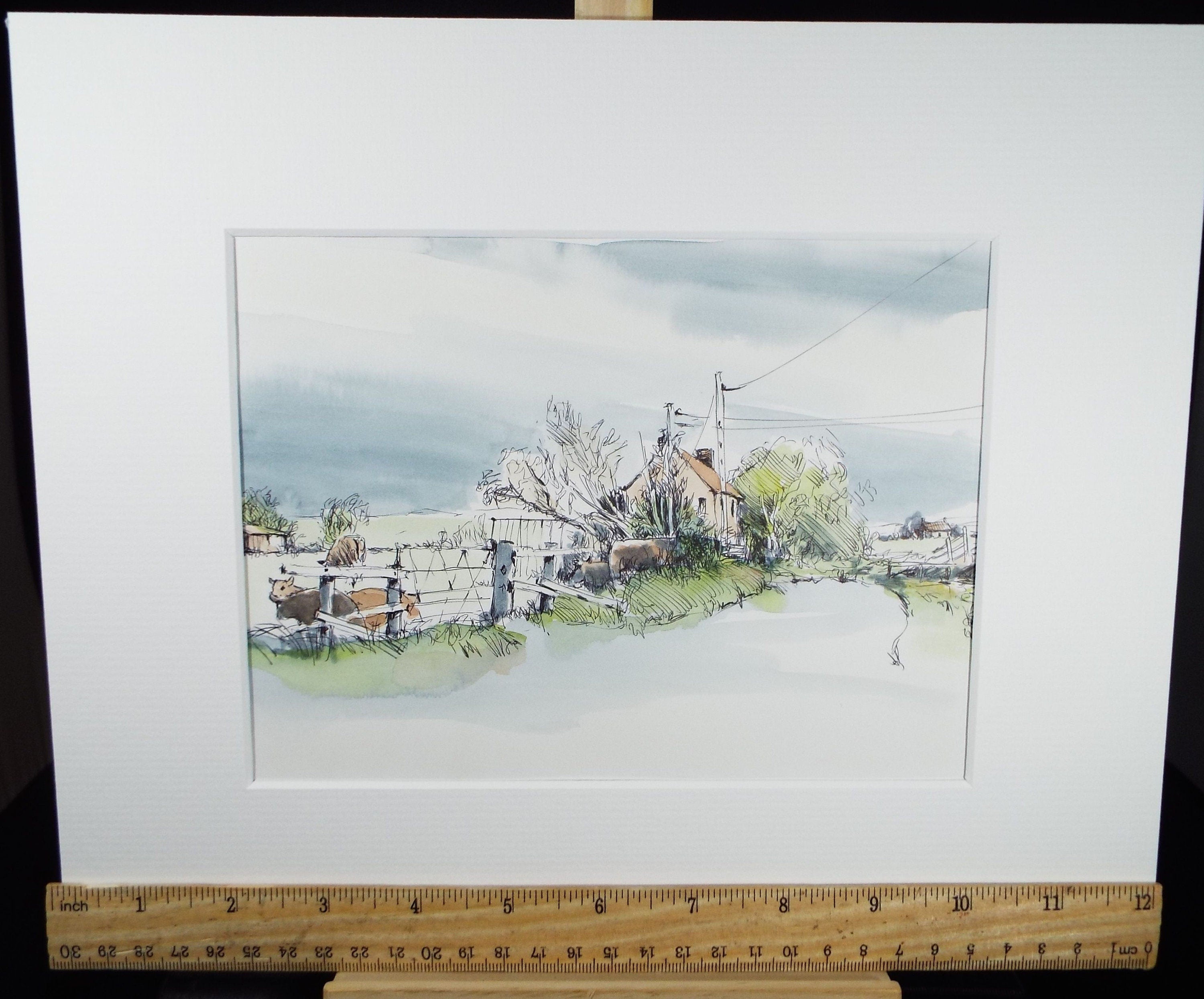 Original Watercolour & Ink, 'Country Lane', Dated 1994, Artist Unknown