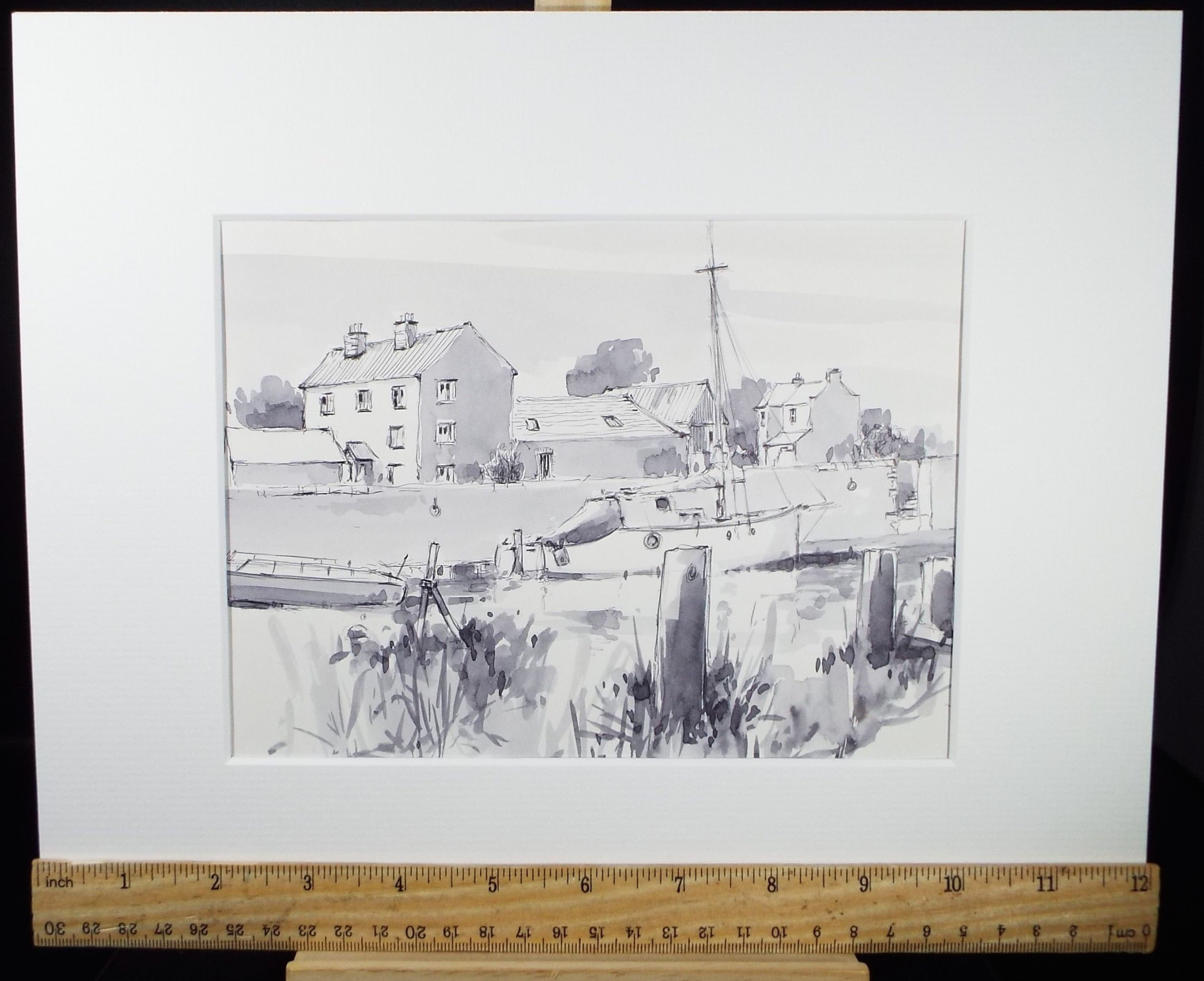 Original Watercolour & Ink, 'Pill, Somerset', Circa 1990's, Artist Unknown