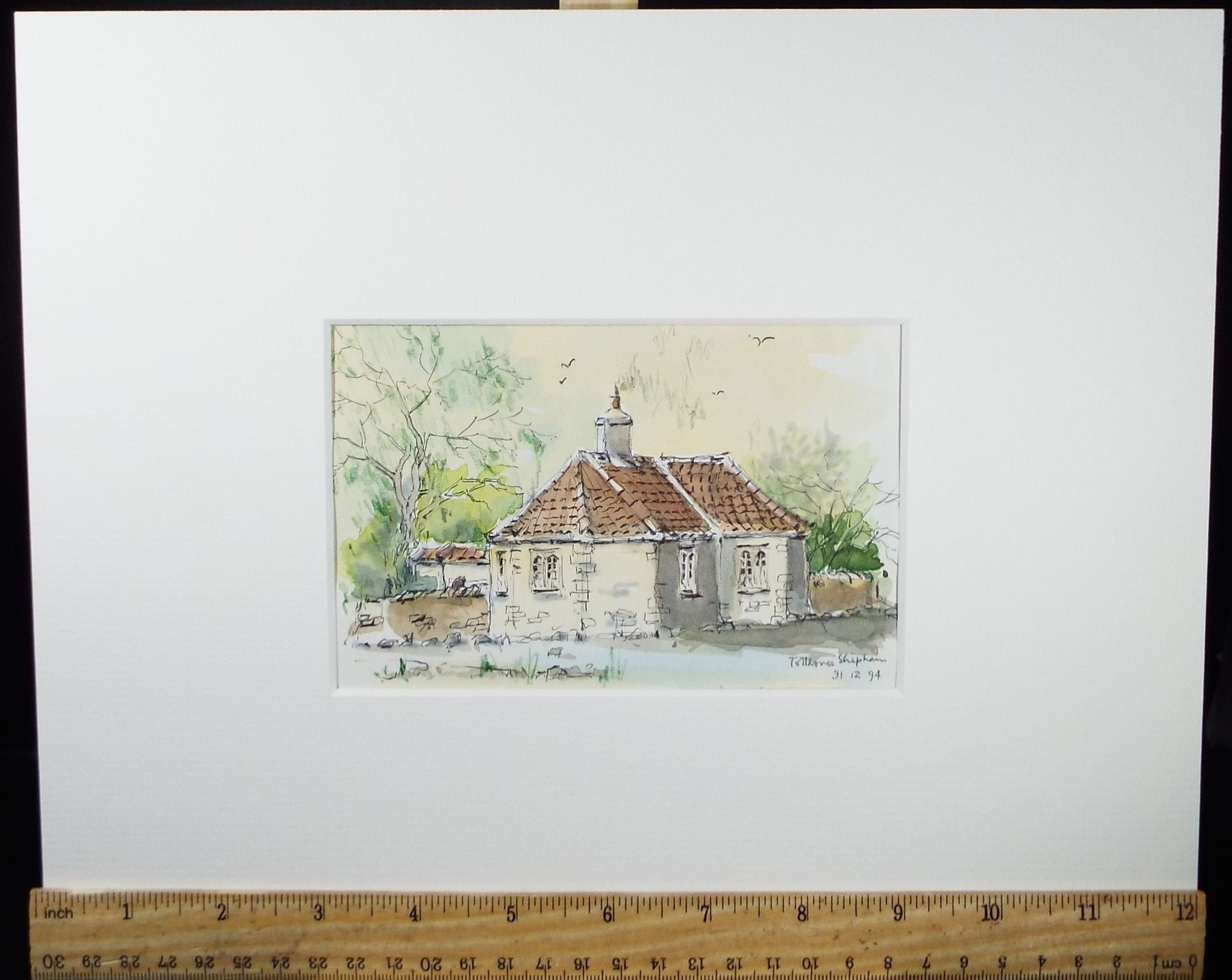 Original Watercolour & Ink, 'Tollhouse, Shipham', Dated 1994, Artist Unknown