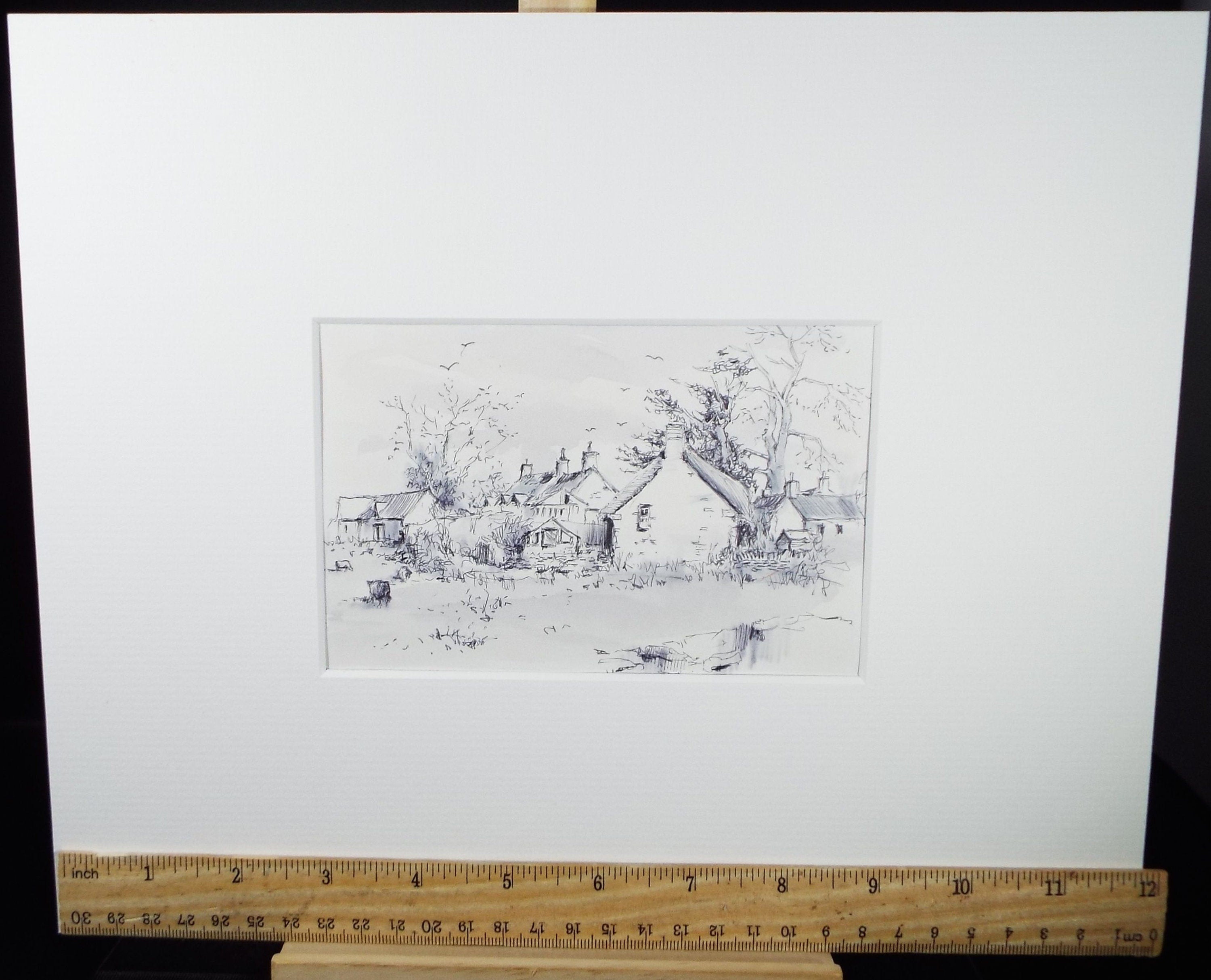 Original Watercolour & Ink, 'Little Sodbury', Circa 1990's, Artist Unknown