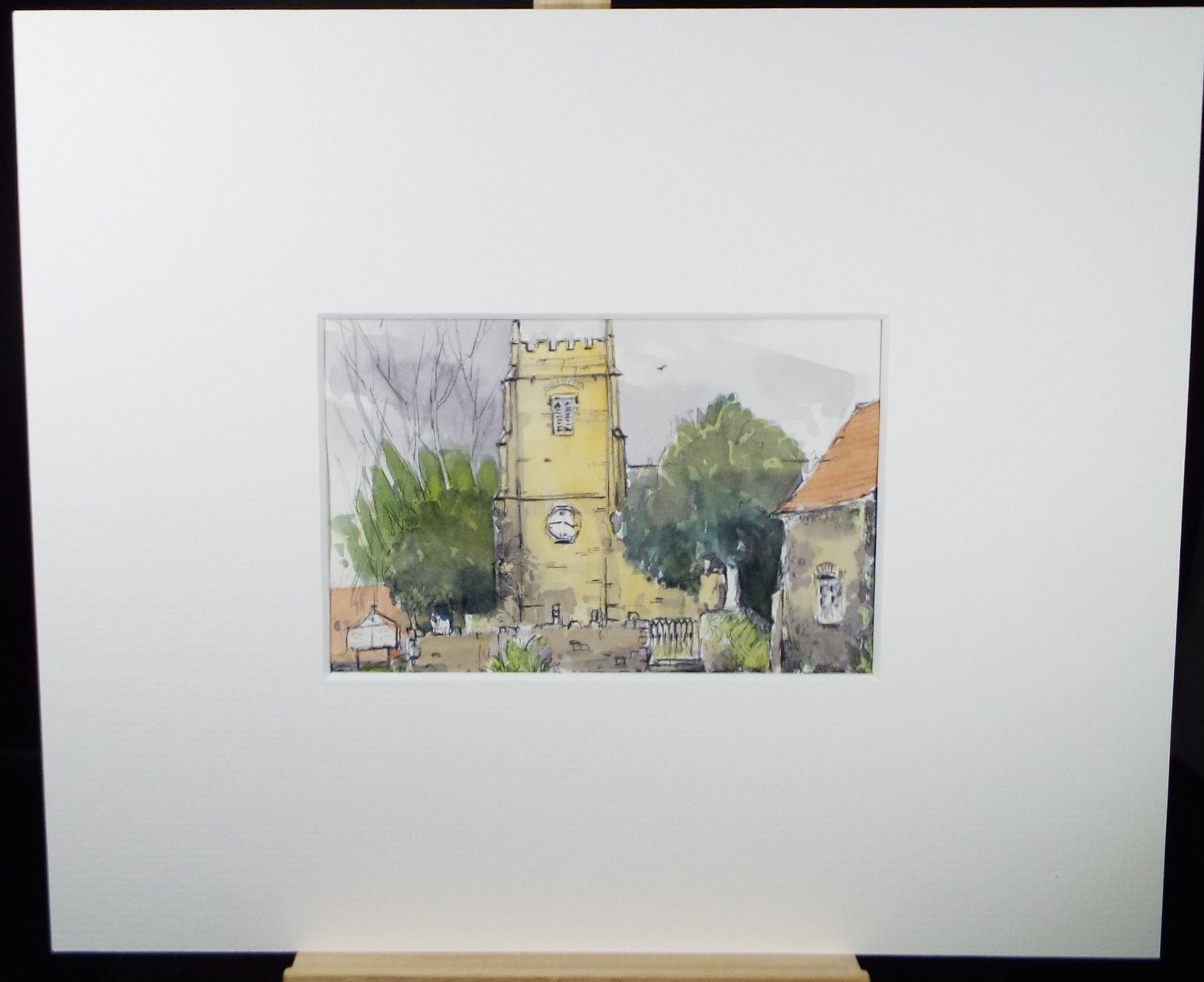 Original Watercolour & Ink, 'Tytherton', Dated 1993, Artist Unknown