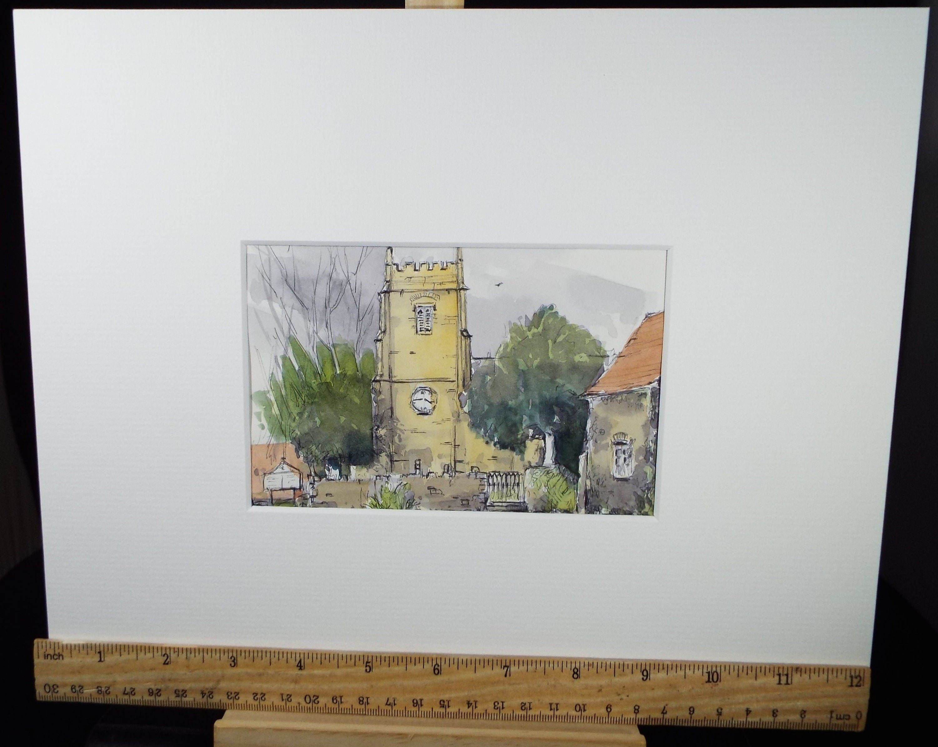 Original Watercolour & Ink, 'Tytherton', Dated 1993, Artist Unknown