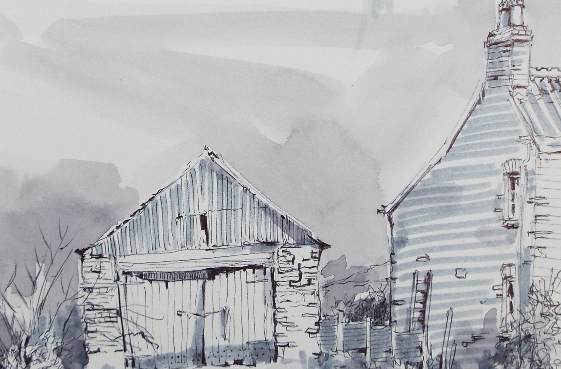 Original Watercolour & Ink, 'Seamills - Almost certainly a Boat House', Circa 1990's, Artist Unknown