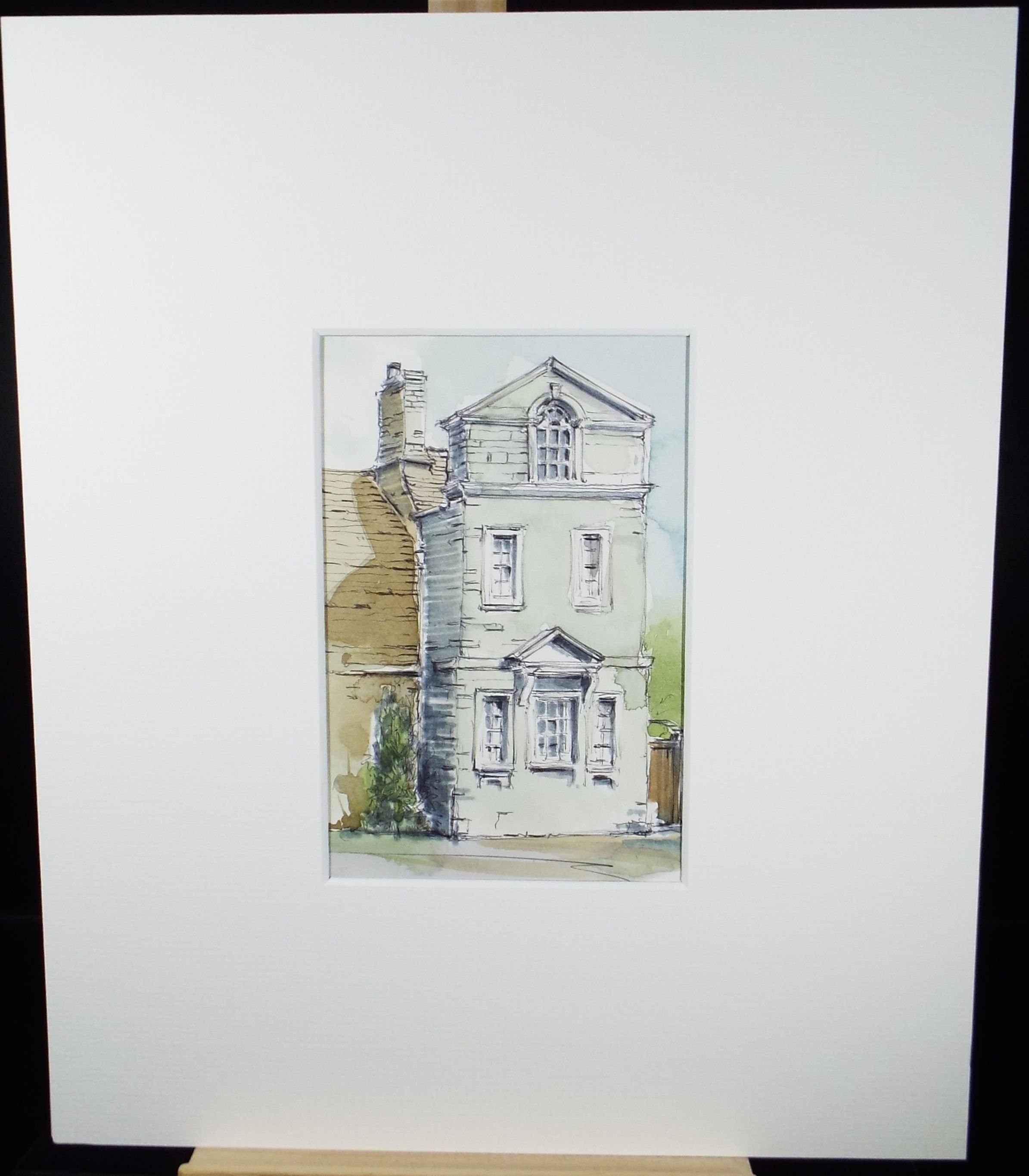Original Watercolour & Ink, 'Rather Different Townhouse', Circa 1990's, Artist Unknown