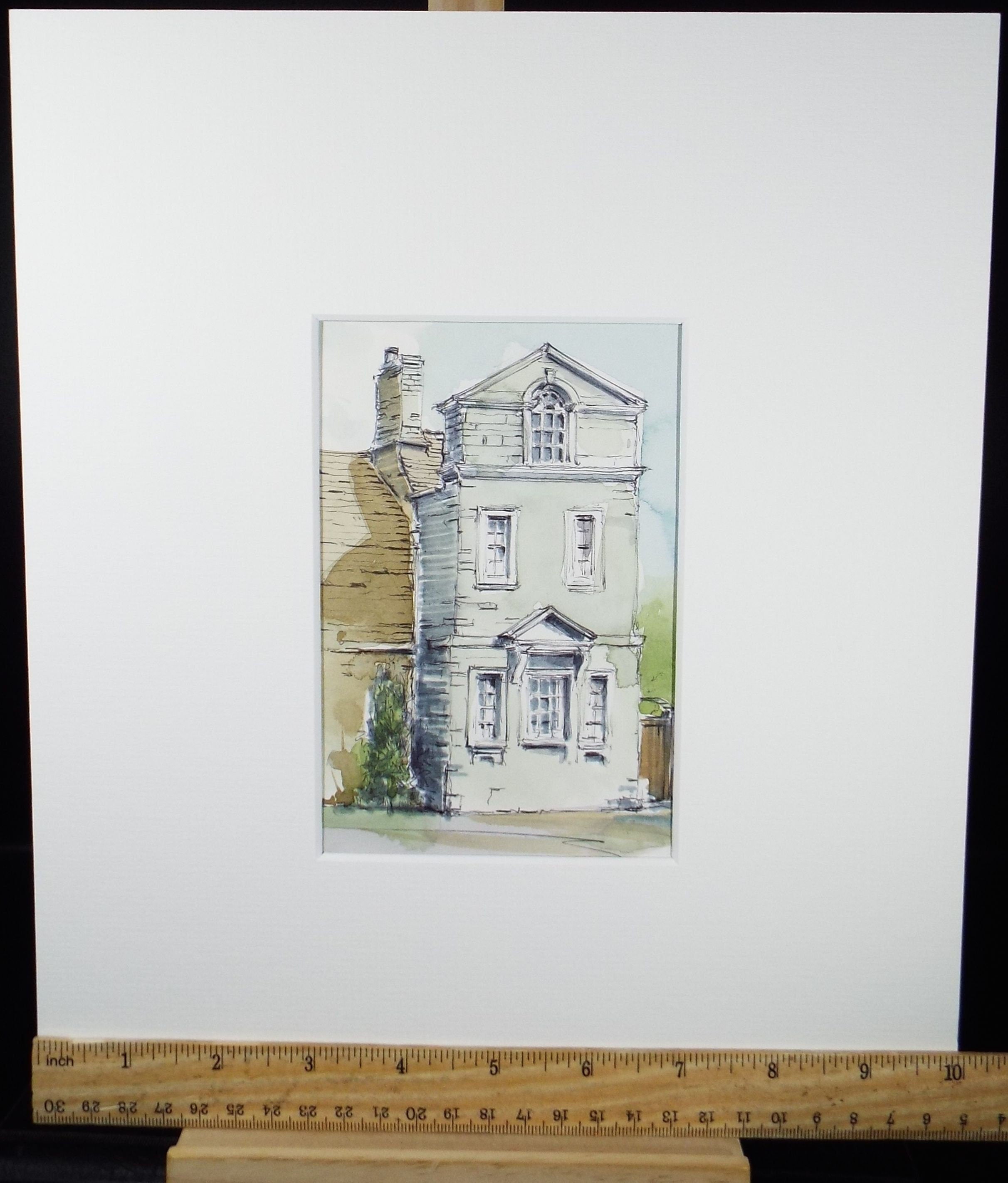 Original Watercolour & Ink, 'Rather Different Townhouse', Circa 1990's, Artist Unknown