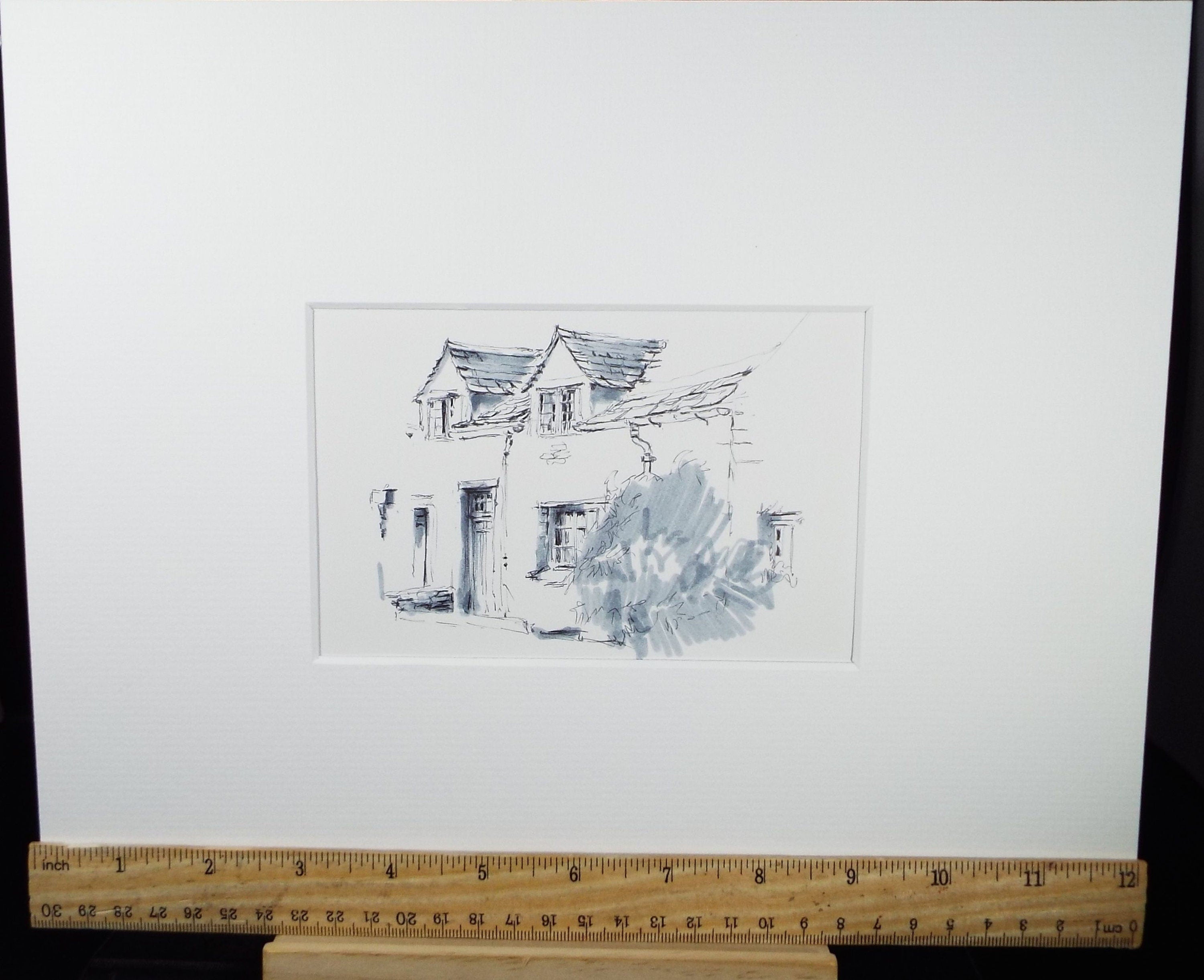 Original Watercolour & Ink, 'A Cottage', Circa 1990's, Artist Unknown
