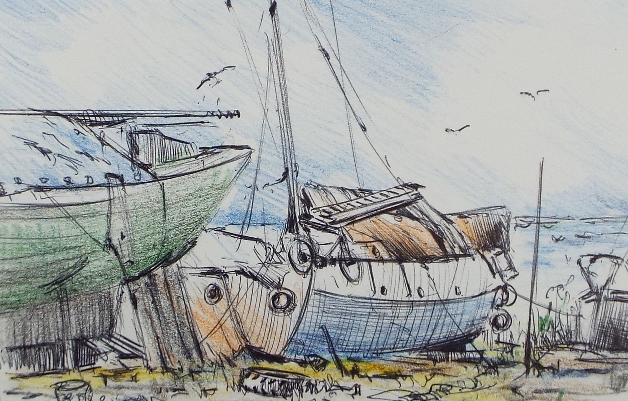 Original Pencil Drawing, 'Uphill - Waiting for Spring', Dated 1994, Artist Unknown