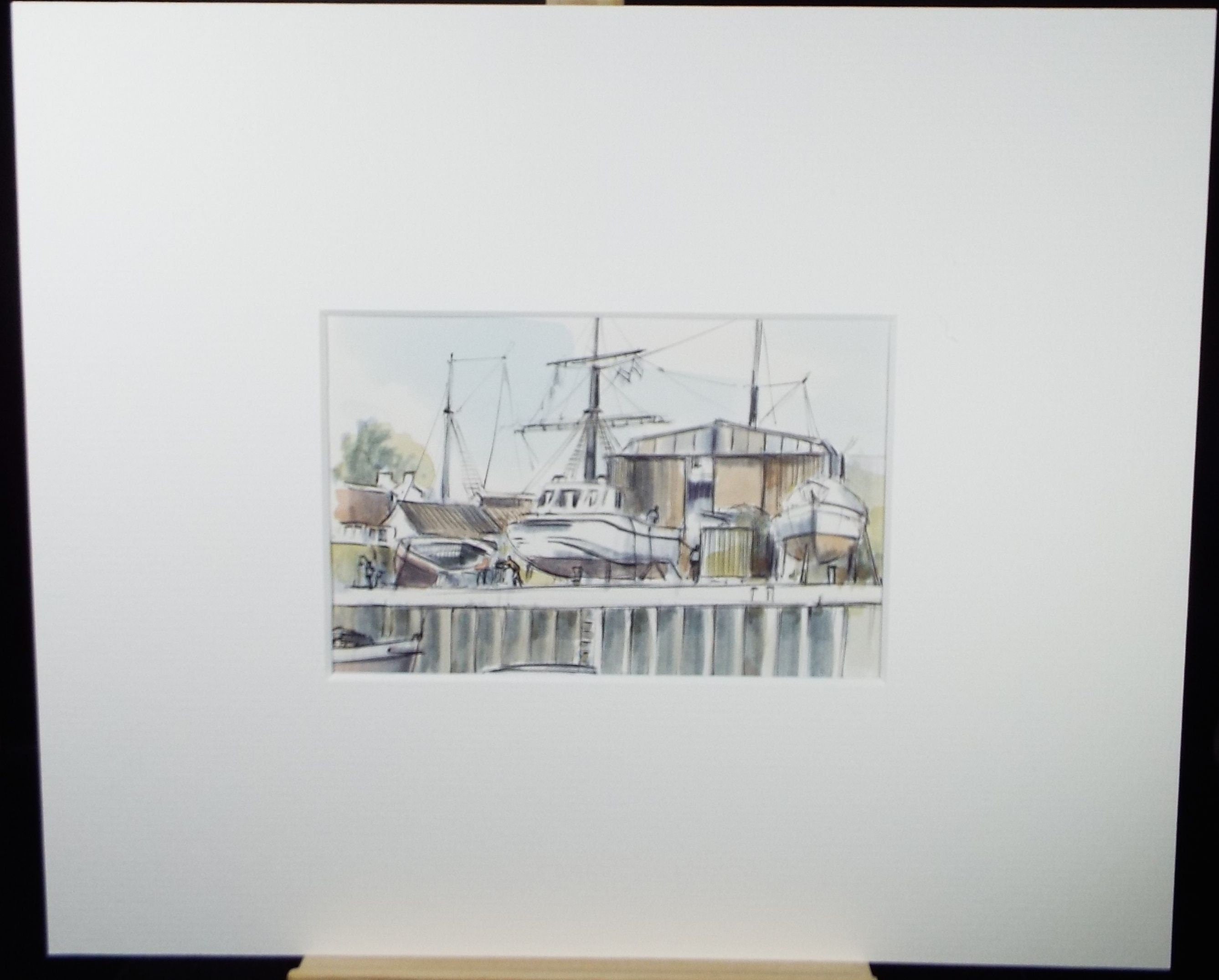 Original Watercolour & Ink, 'Albion Dockyard', Dated 1995, Artist Unknown