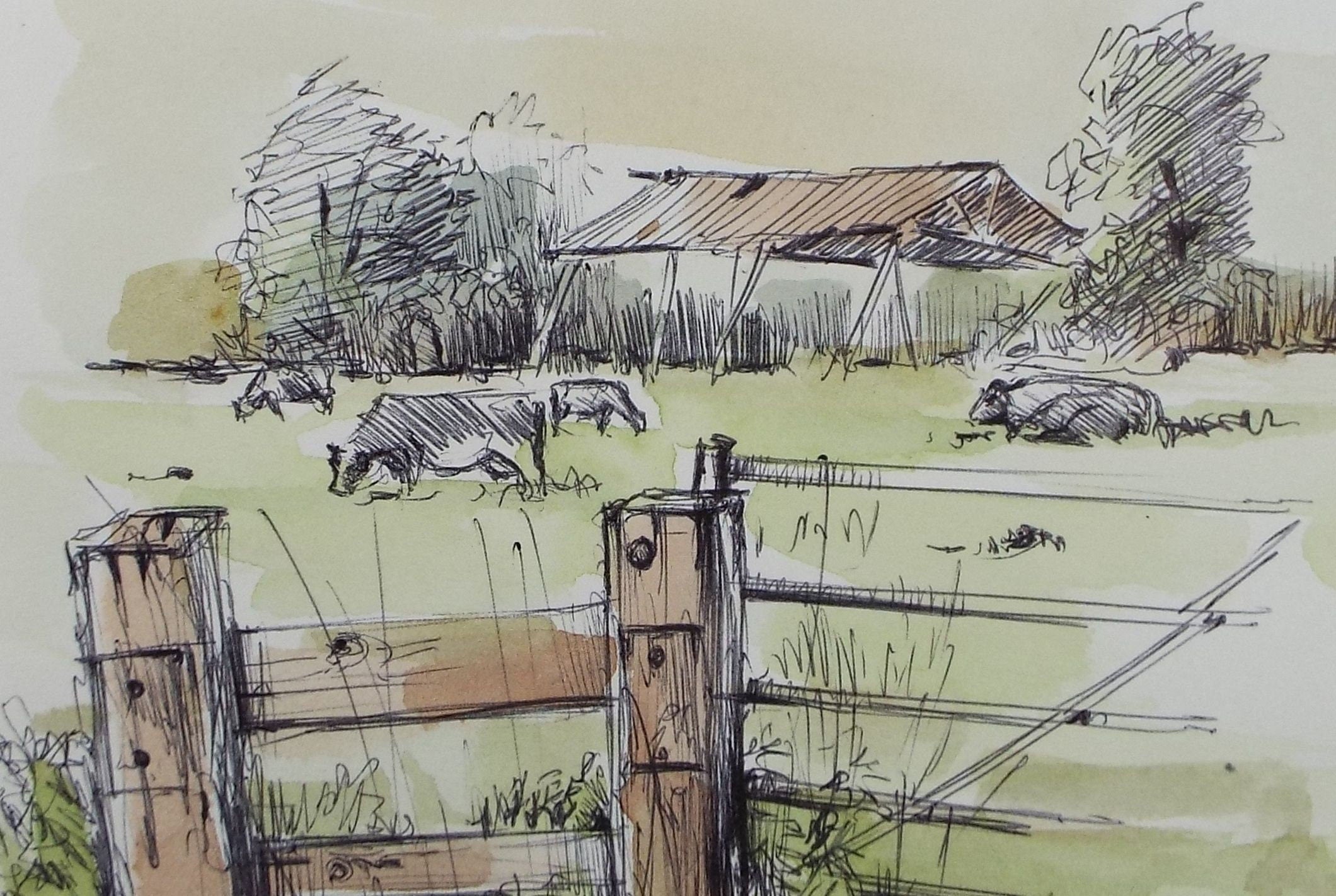 Original Watercolour & Ink, 'Shed - Somerset Gothic', Dated 1992, Artist Unknown