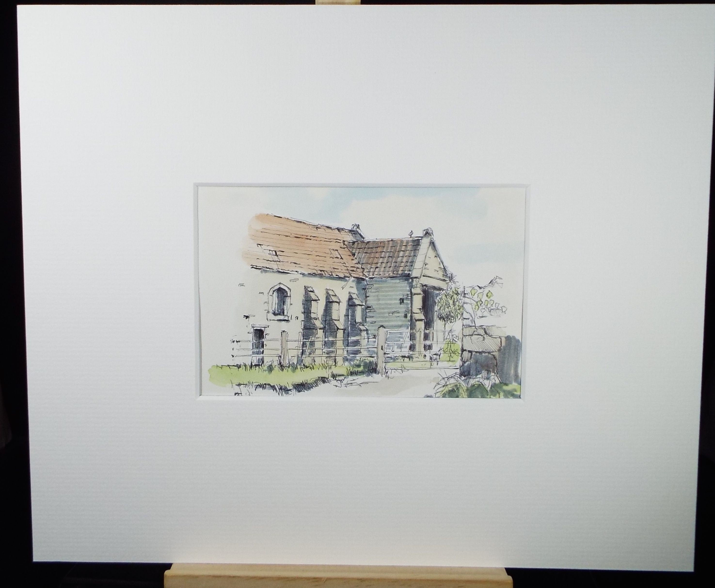 Original Watercolour & Ink, 'Chelvey - Somerset', Dated 1993, Artist Unknown