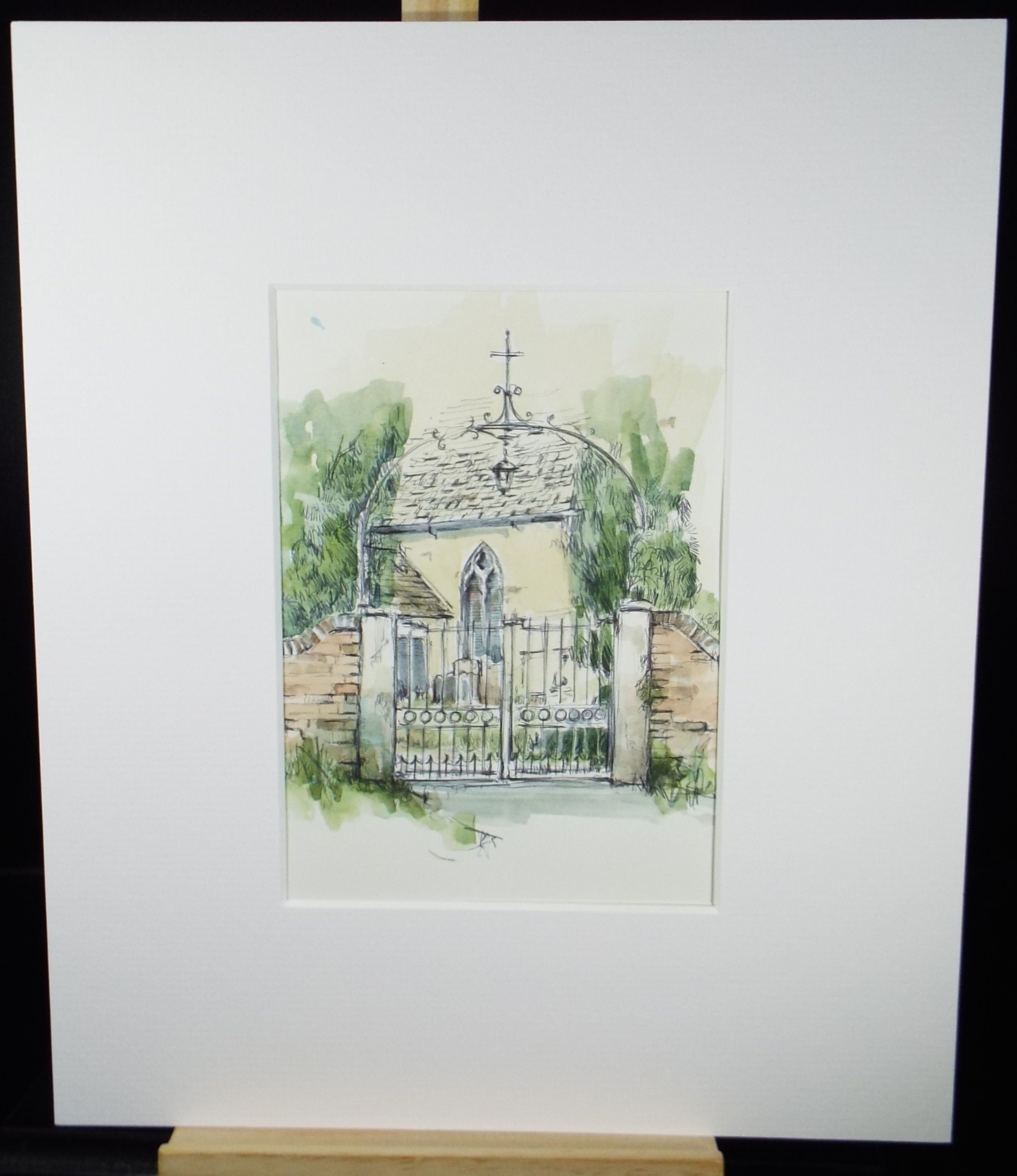 Original Watercolour & Ink, 'Church Gate', Circa 1990's , Artist Unknown