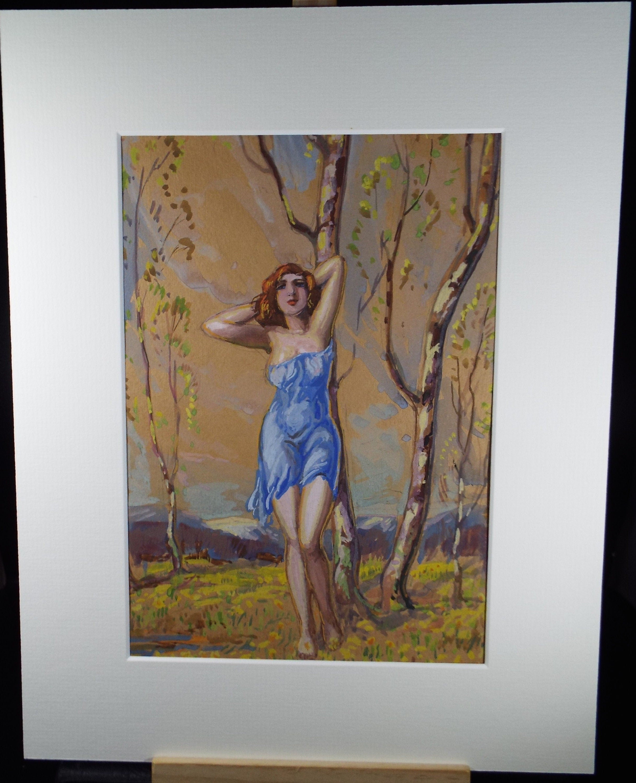 Original Watercolour, 'Woman in the Woods', Dated 1931, signed Dick Yeadon