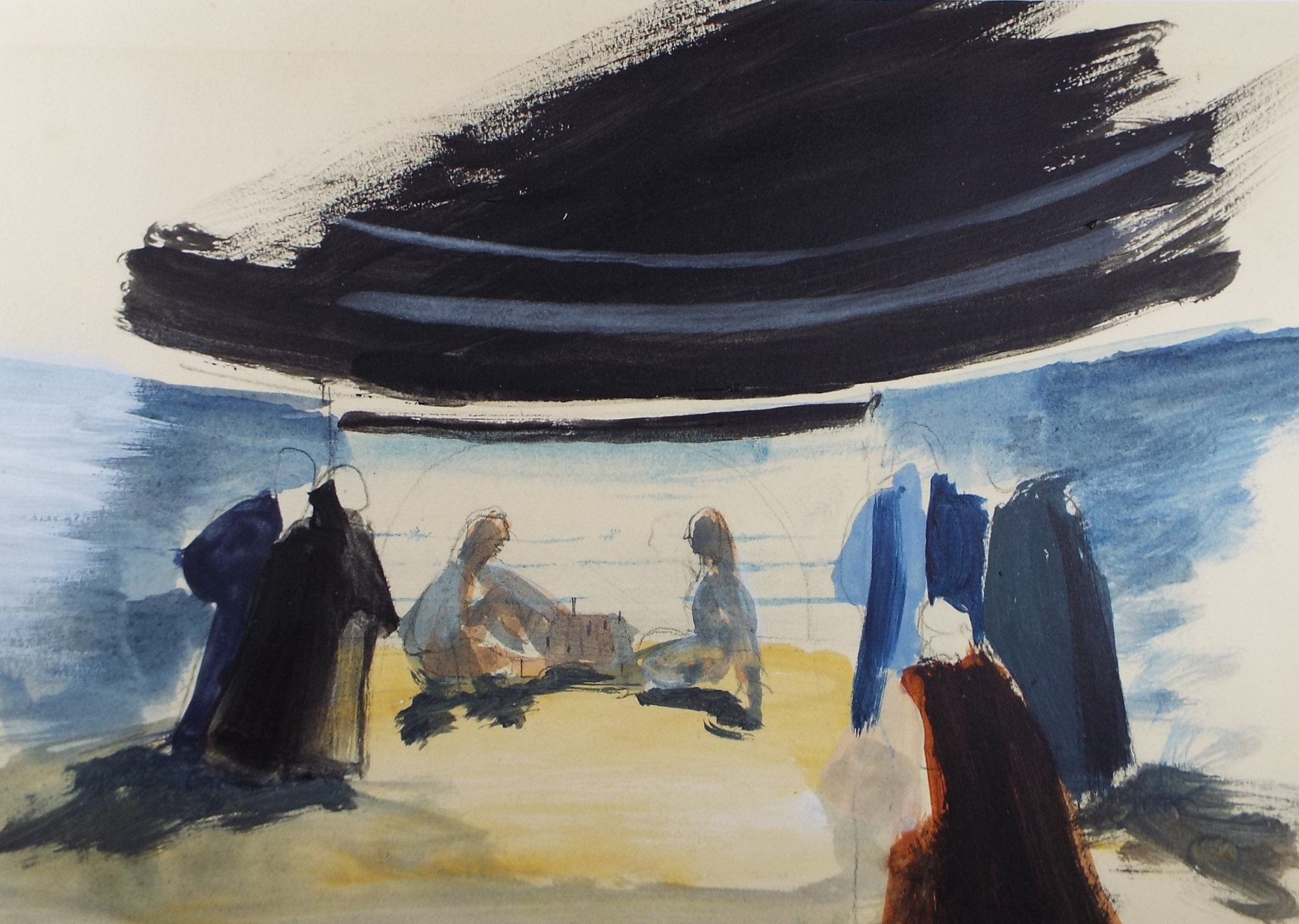 Original Watercolour, 'Scene from the Tempest' circa 1950's, Artist Unknown