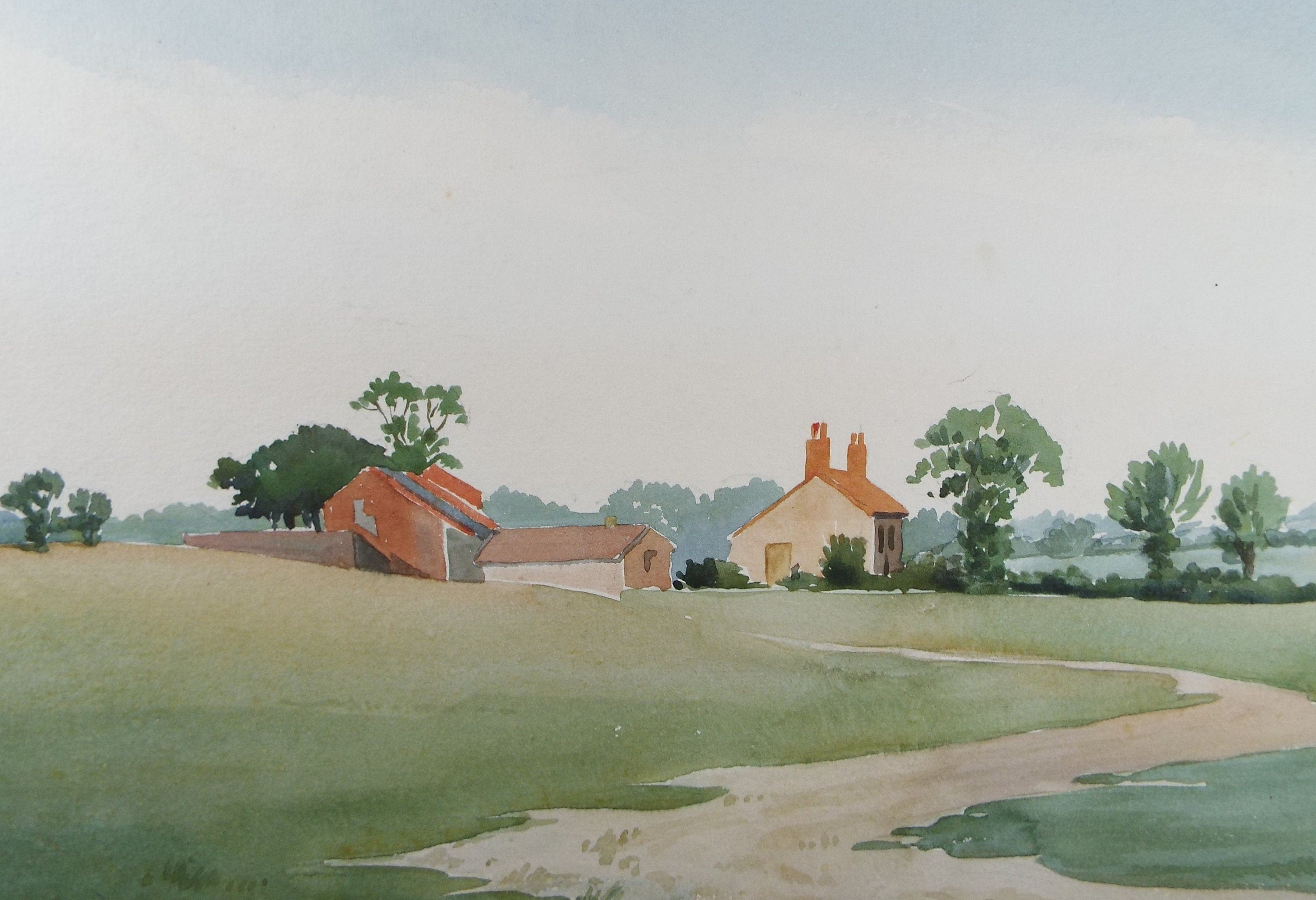 Original Watercolour, 'Farm - Blue boar lane', Circa 1940's, P R Miller