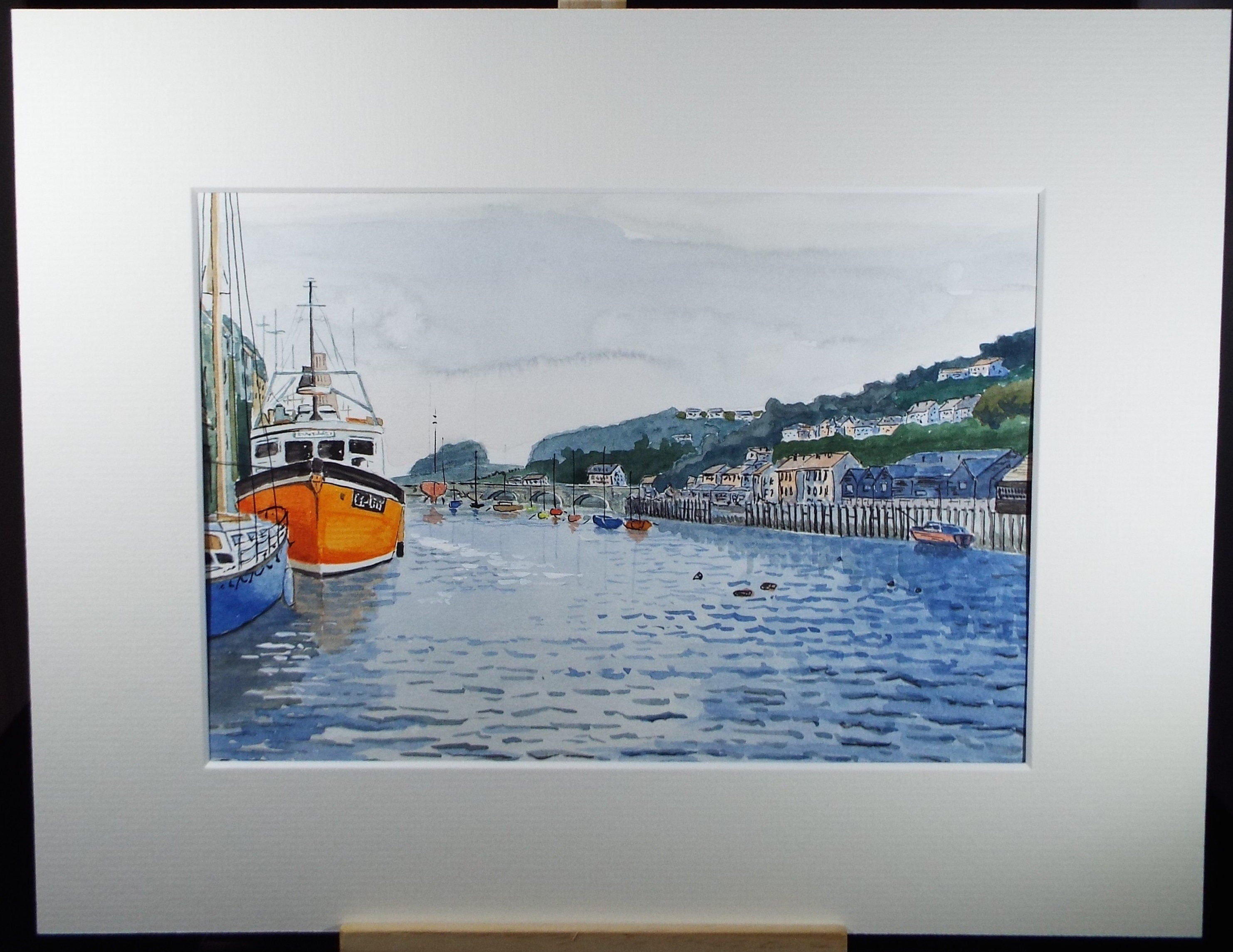 Original Watercolour, 'Looe Harbour', Circa 1990's, Monogram PL