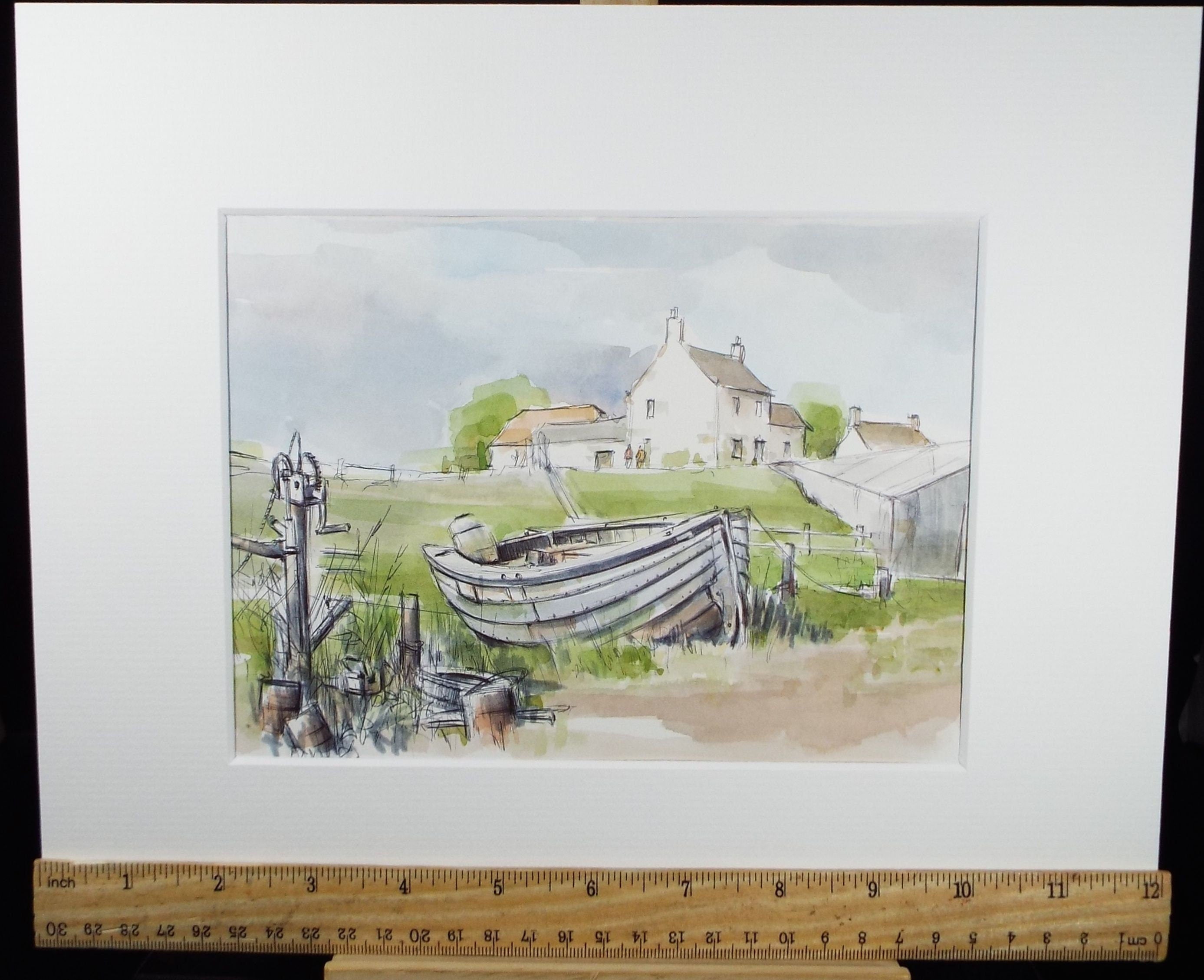 Original Watercolour & Ink, 'Pill, Somerset', c1990's, Artist Unknown