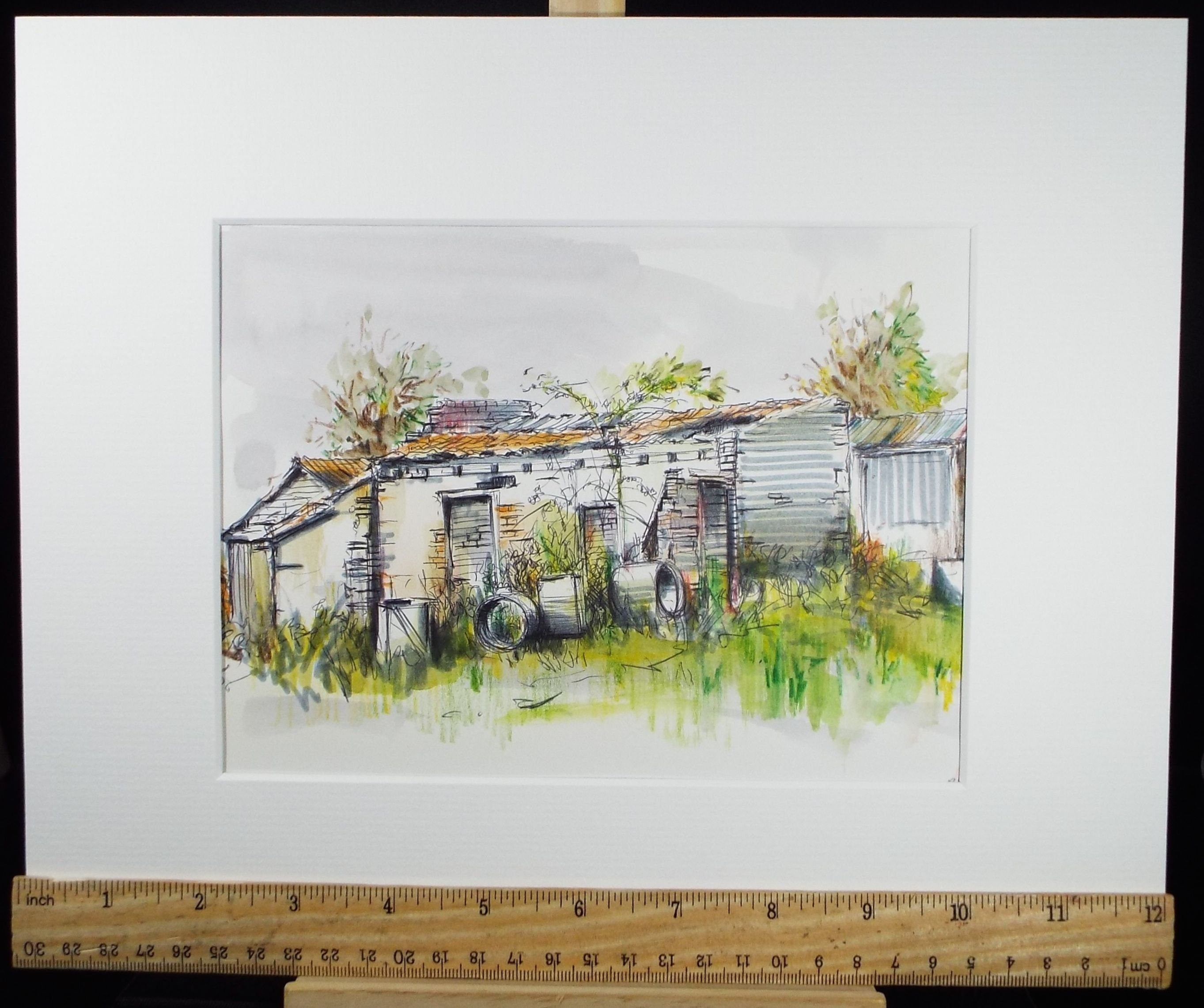 Original Watercolour & Ink, 'Chilton Polden', Dated 1994, Artist Unknown