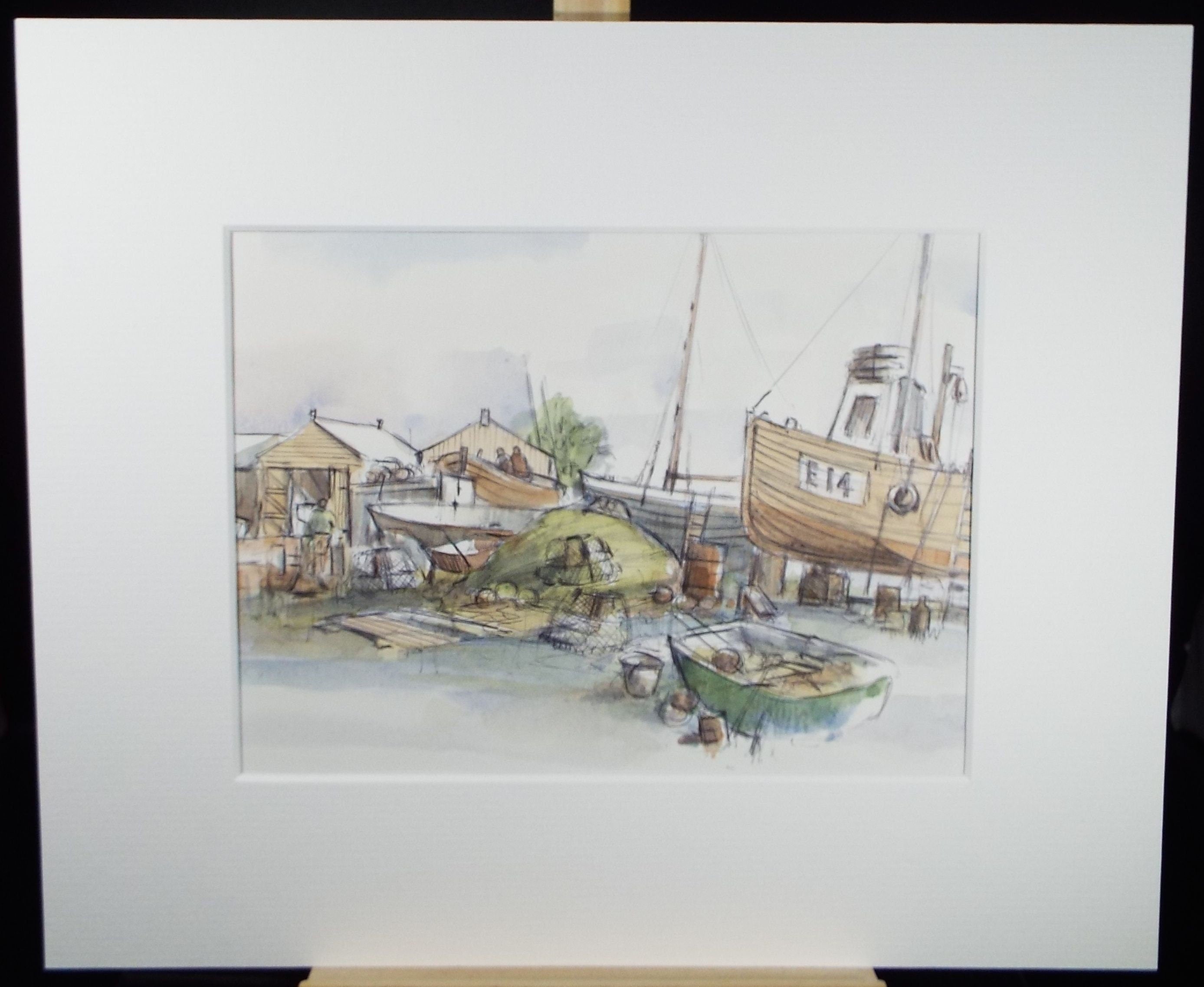 Original Watercolour & Ink, 'Beached Clutter',Dated 1990, Artist Unknown