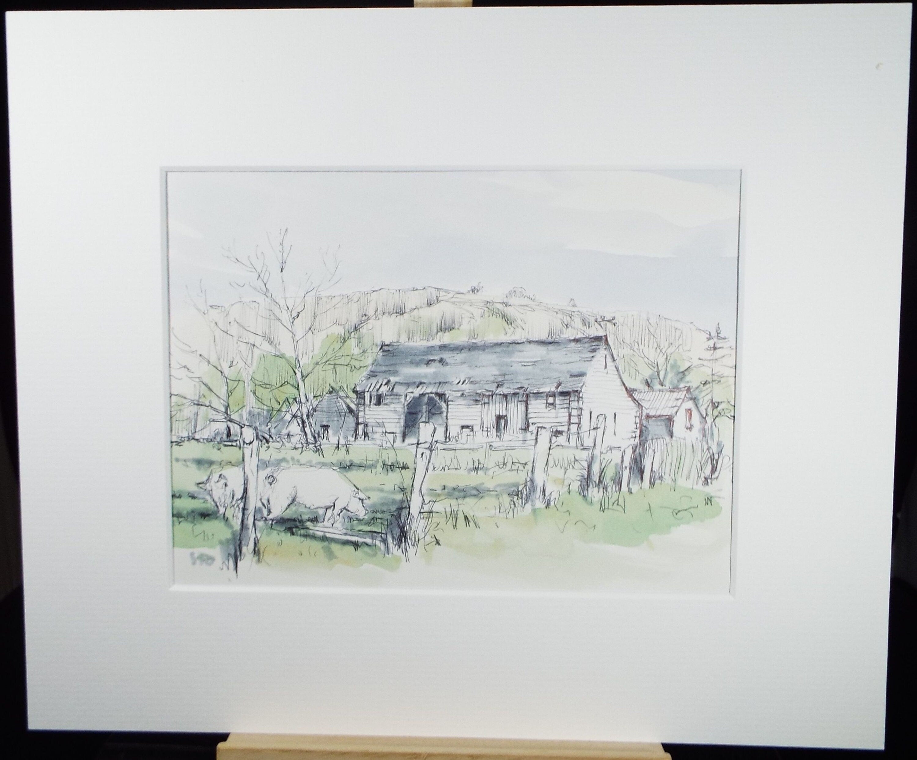 Original Watercolour & Ink, 'Near Leckhampton, Gloucestershire',Dated 1988, Artist Unknown