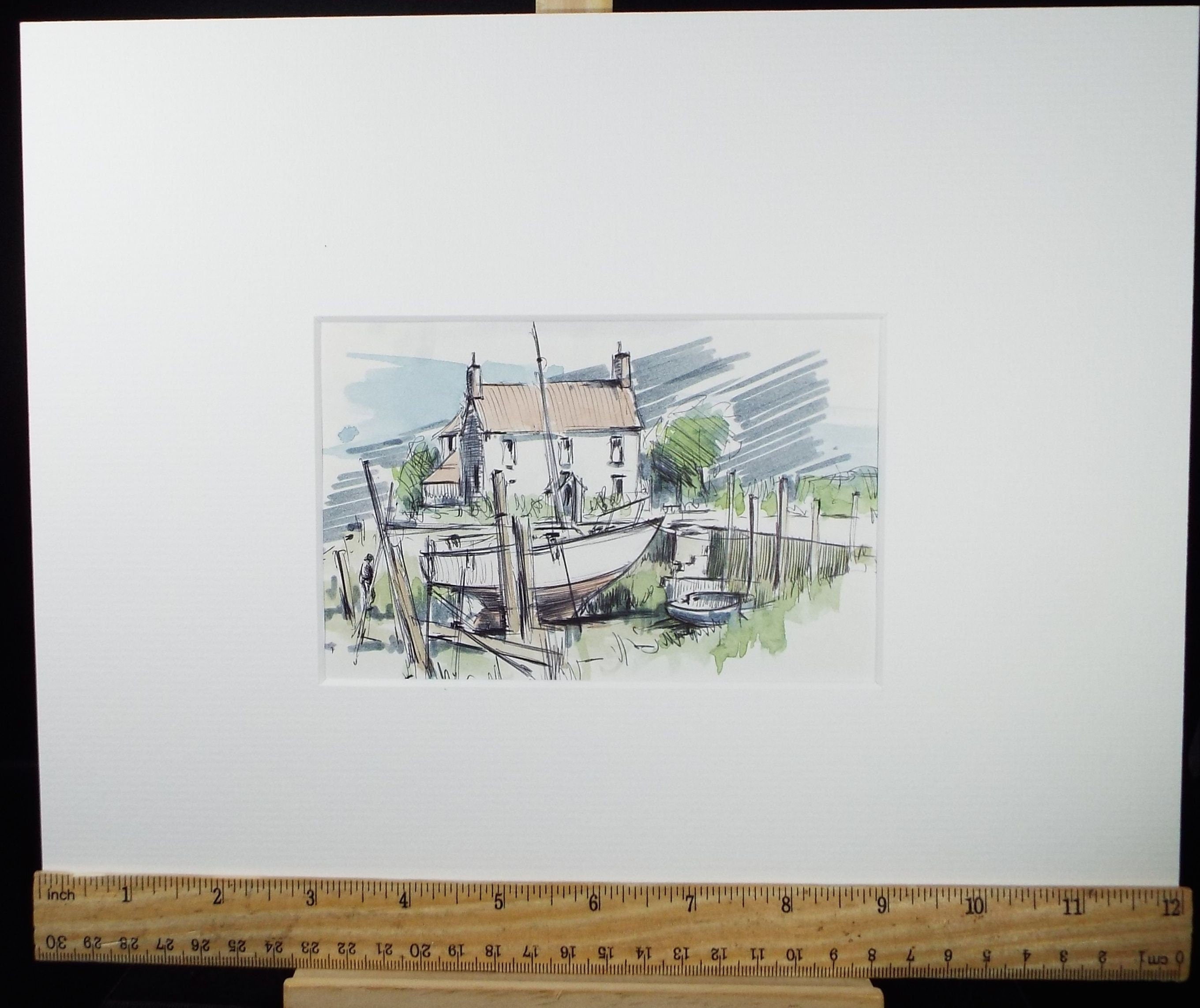 Original Watercolour & Ink, 'Pill, Somerset', Circa 1990's, Artist Unknown