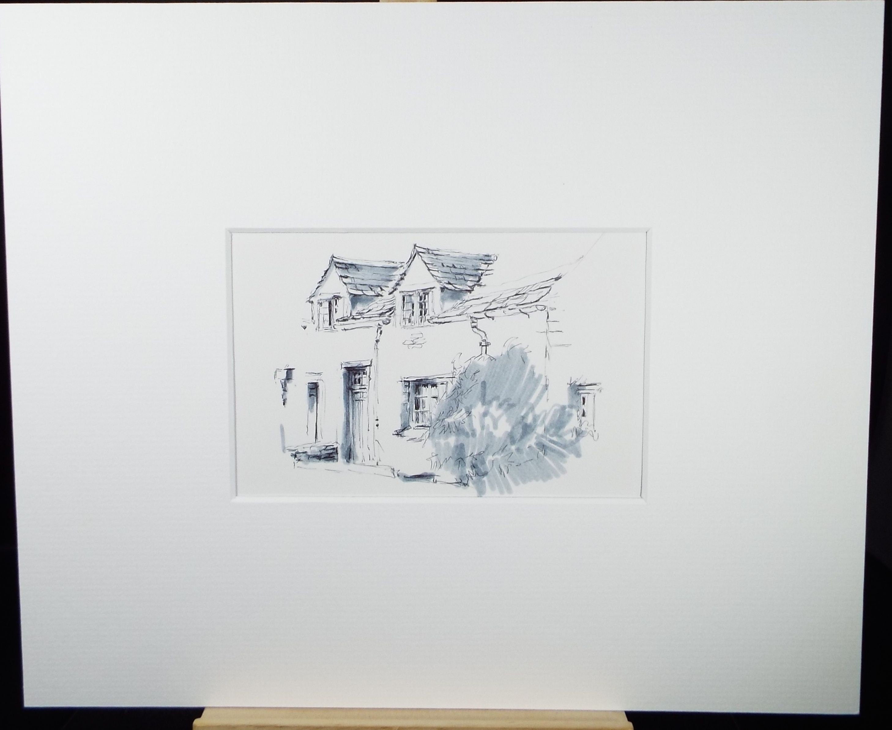 Original Watercolour & Ink, 'A Cottage', Circa 1990's, Artist Unknown