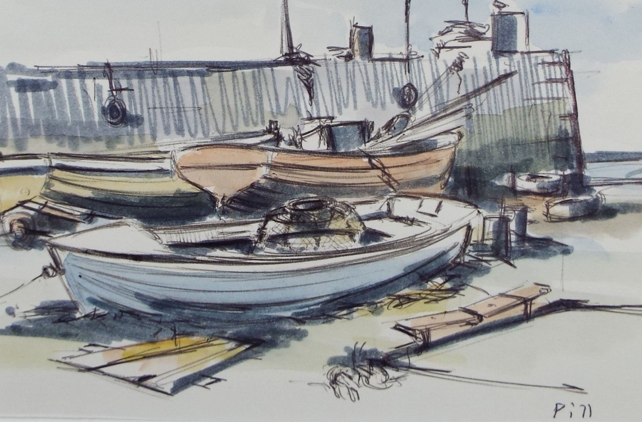 Original Watercolour & Ink, 'Pill, Somerset', Circa 1990's, Artist Unknown