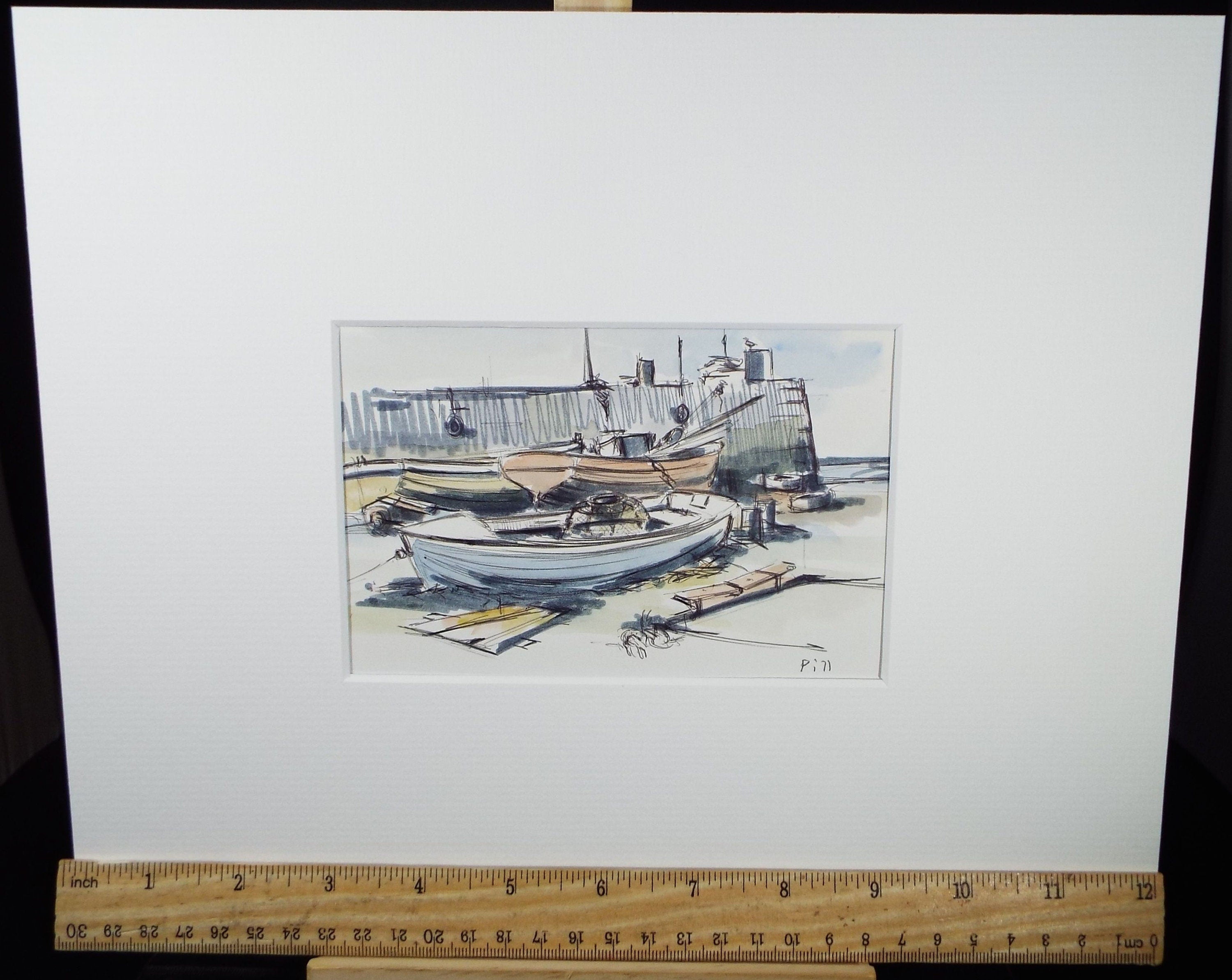 Original Watercolour & Ink, 'Pill, Somerset', Circa 1990's, Artist Unknown