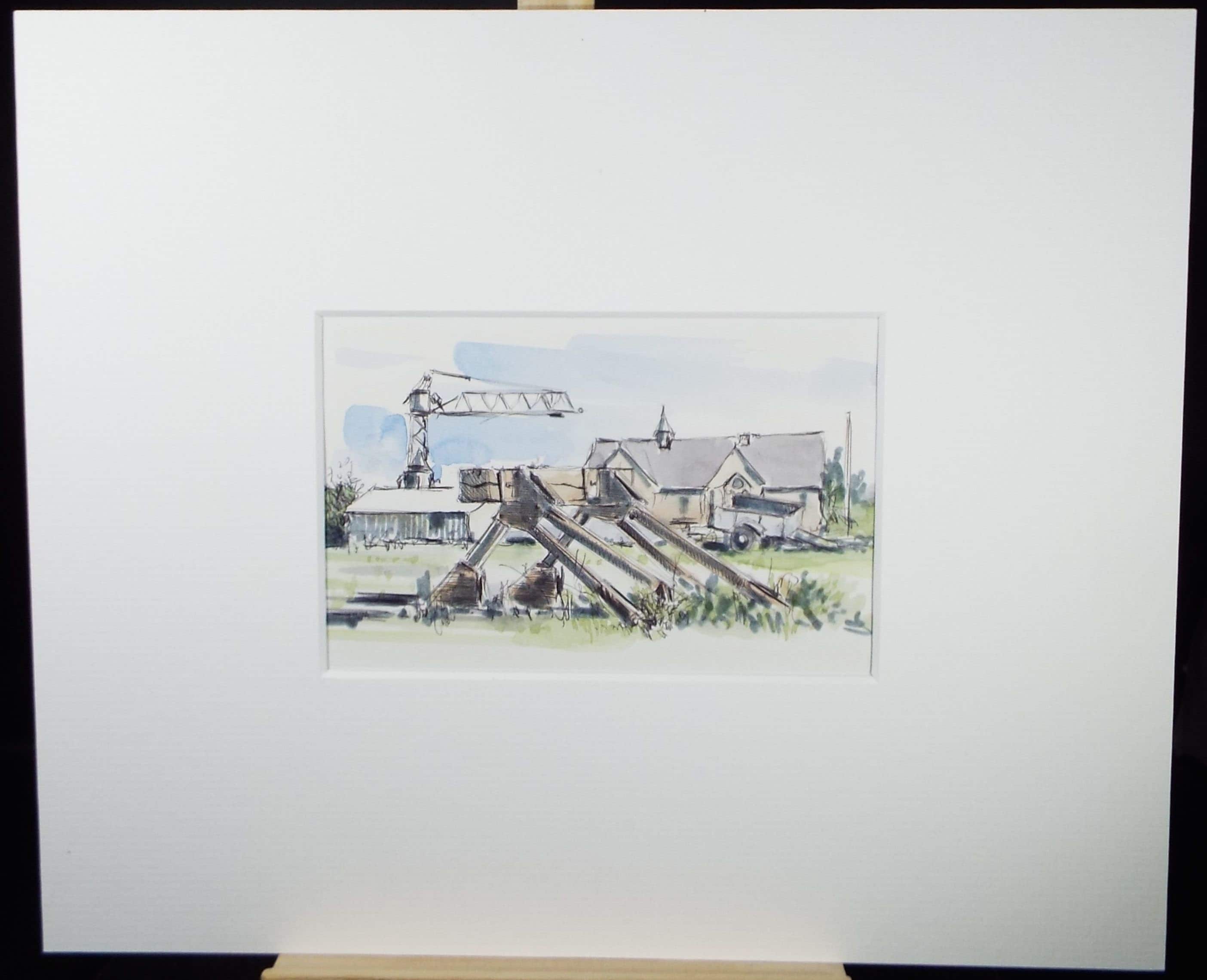 Original Watercolour & Ink, 'Old School and Siding Buffers - Sharpness', Dated 1995, Artist Unknown