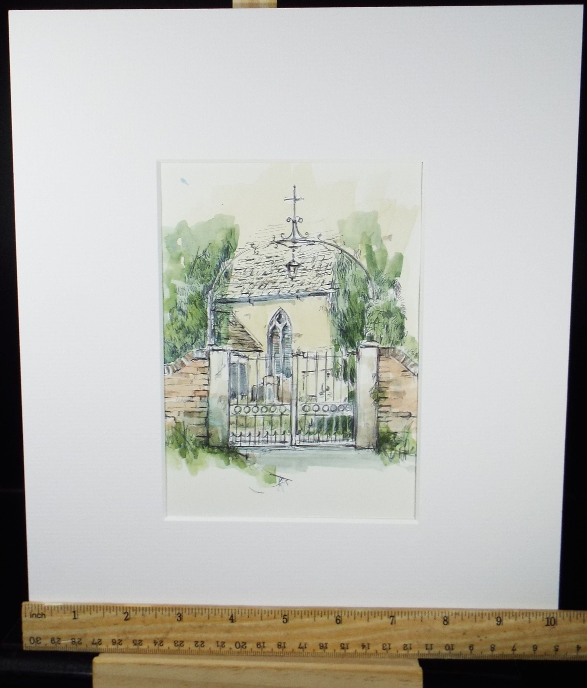 Original Watercolour & Ink, 'Church Gate', Circa 1990's , Artist Unknown