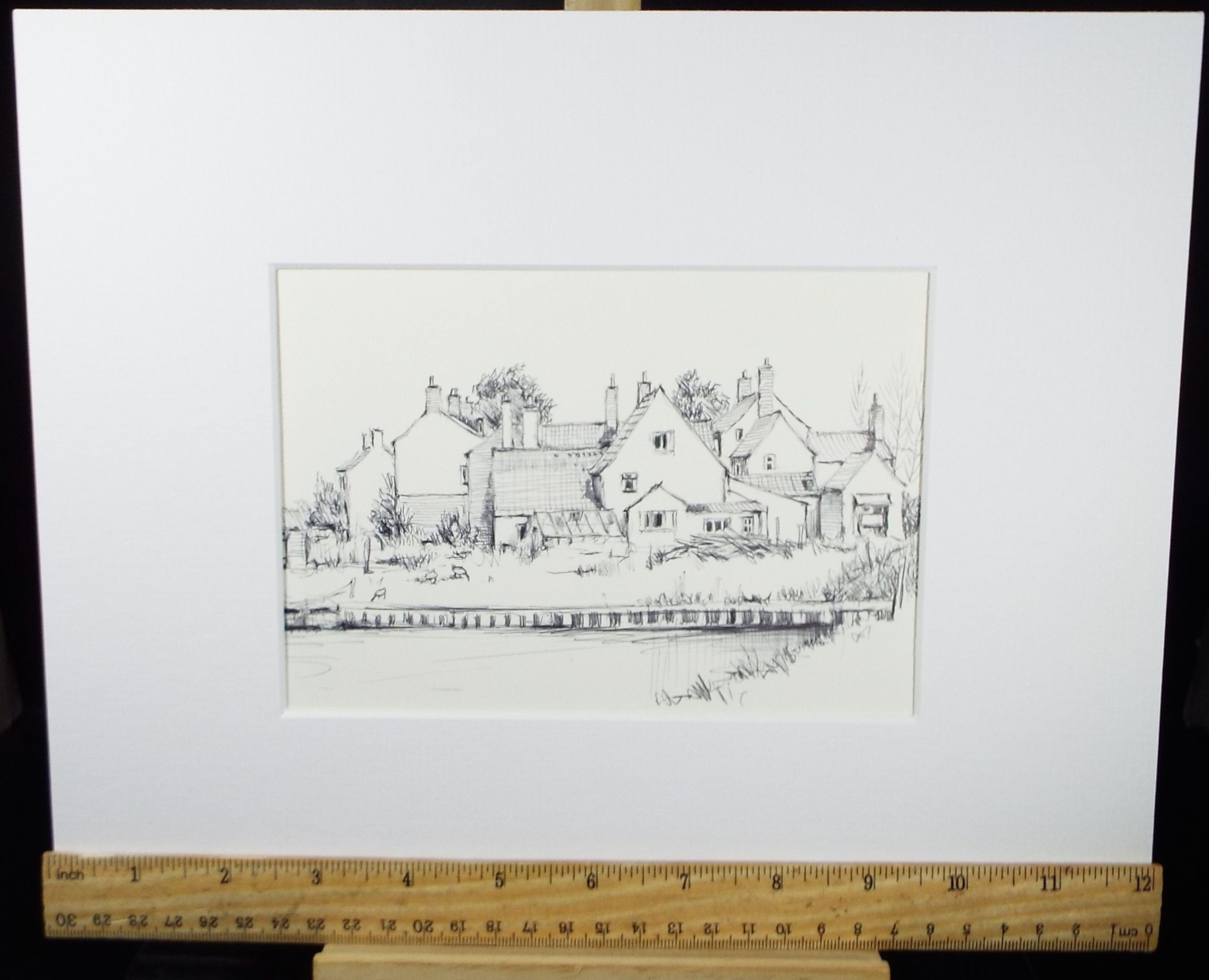 Original Watercolour & Ink, 'Porton, Wiltshire, Circa 1990's, Artist Unknown