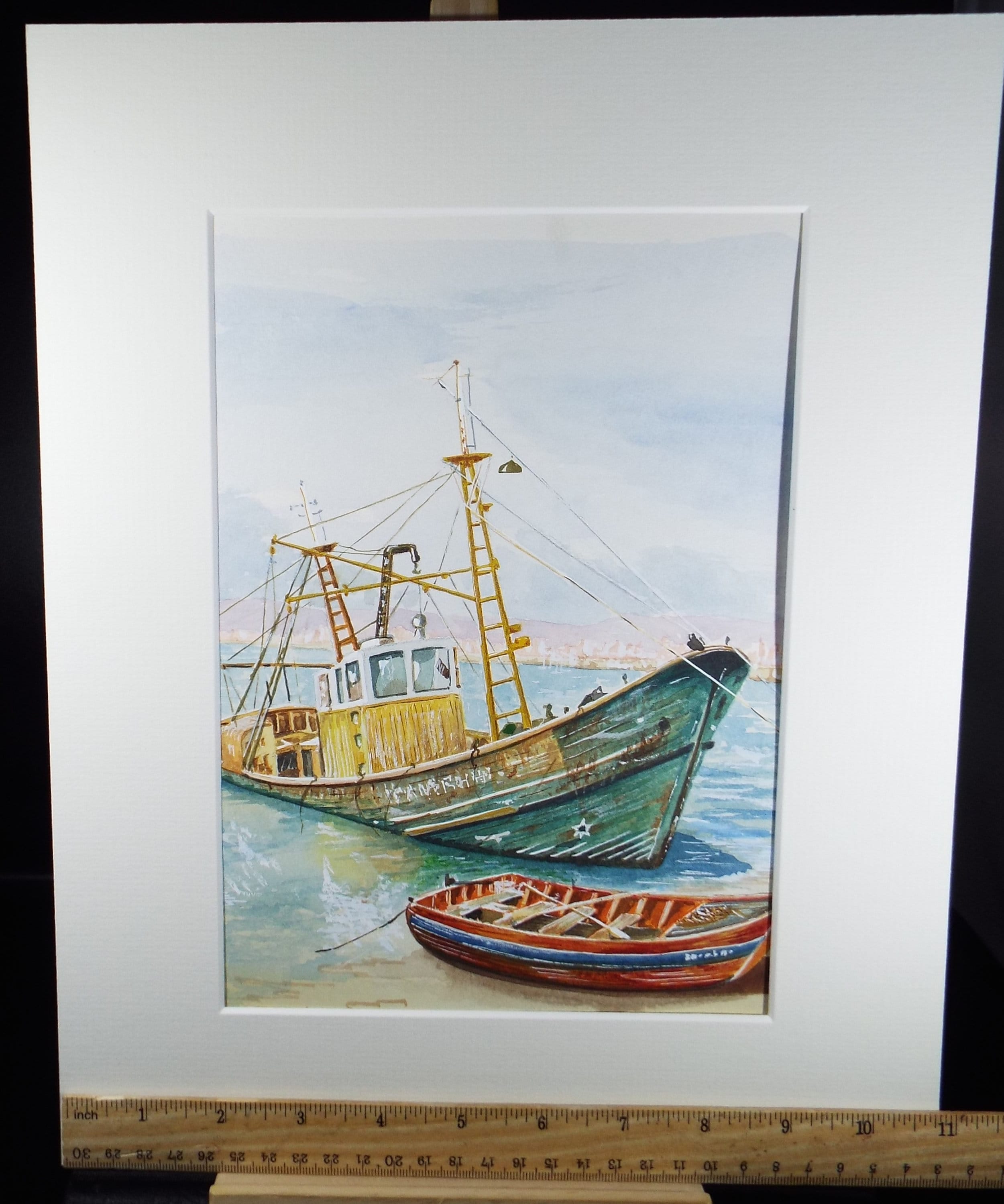 Original Watercolour, 'Trawler', Monogram PL, Circa 1990's