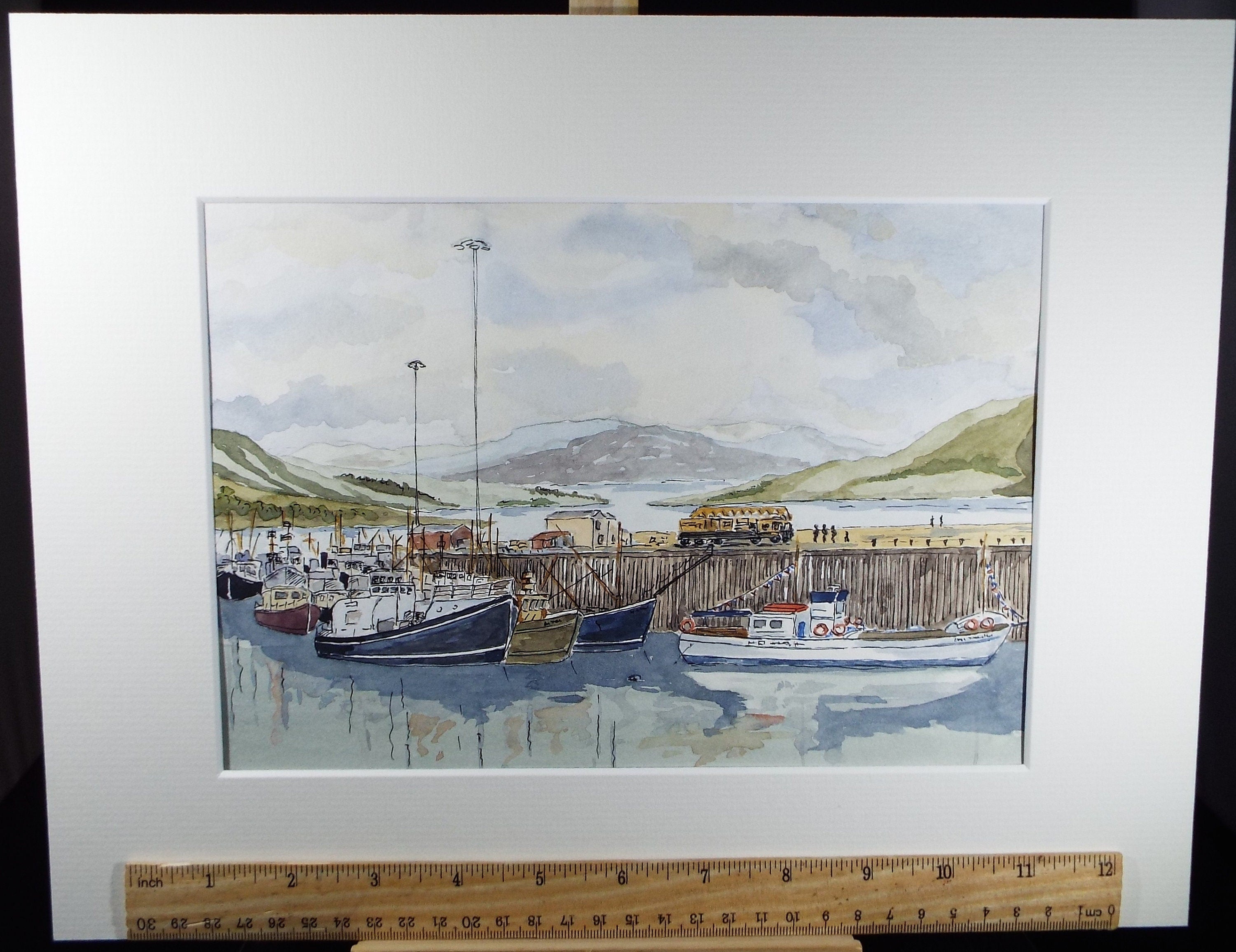 Original Watercolour, 'Ullapool', Circa 1990's, Monogram PL
