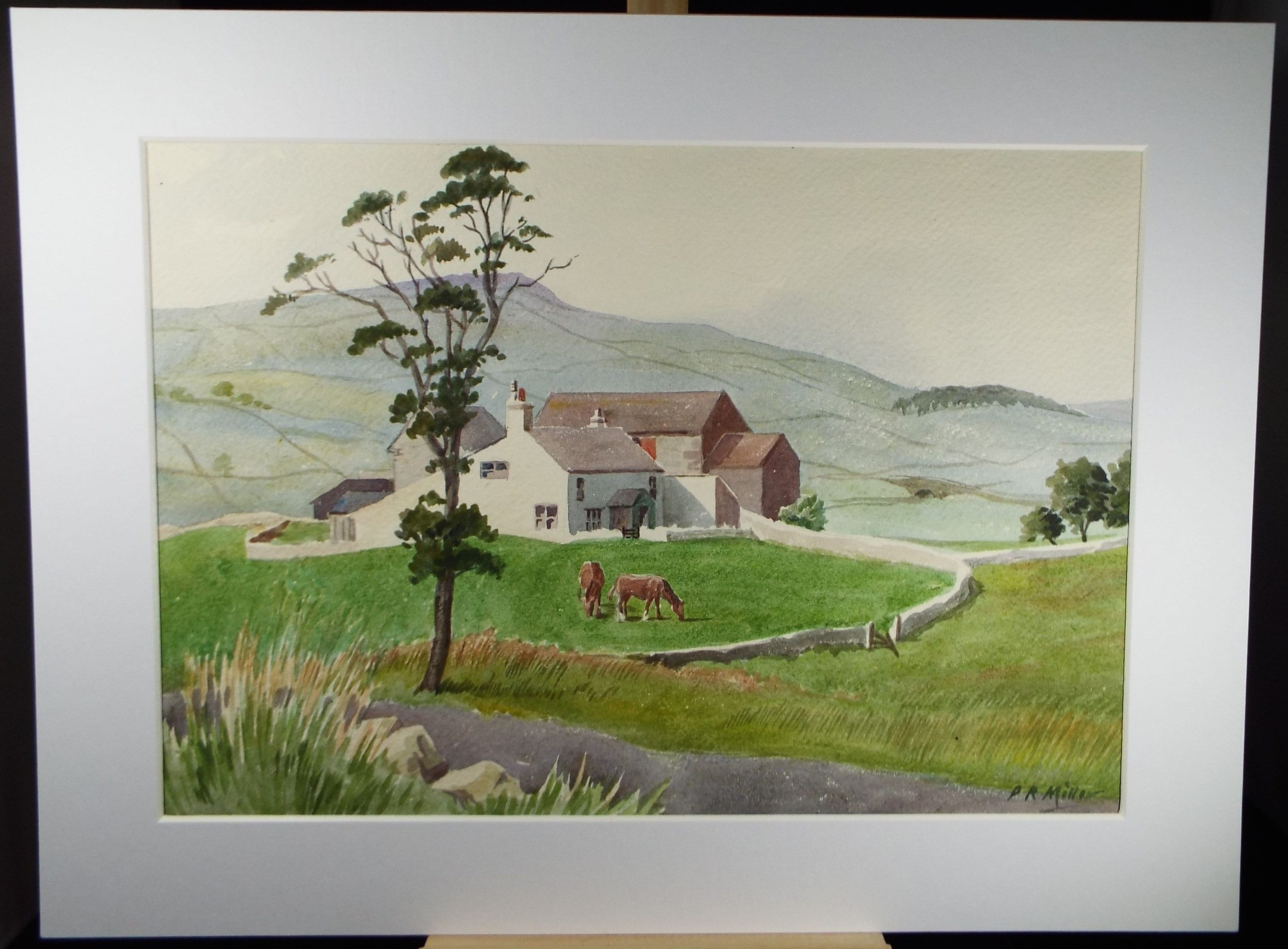 Original Watercolour, 'Farm Fairfield, Buxton', c1960's, P.R. Miller