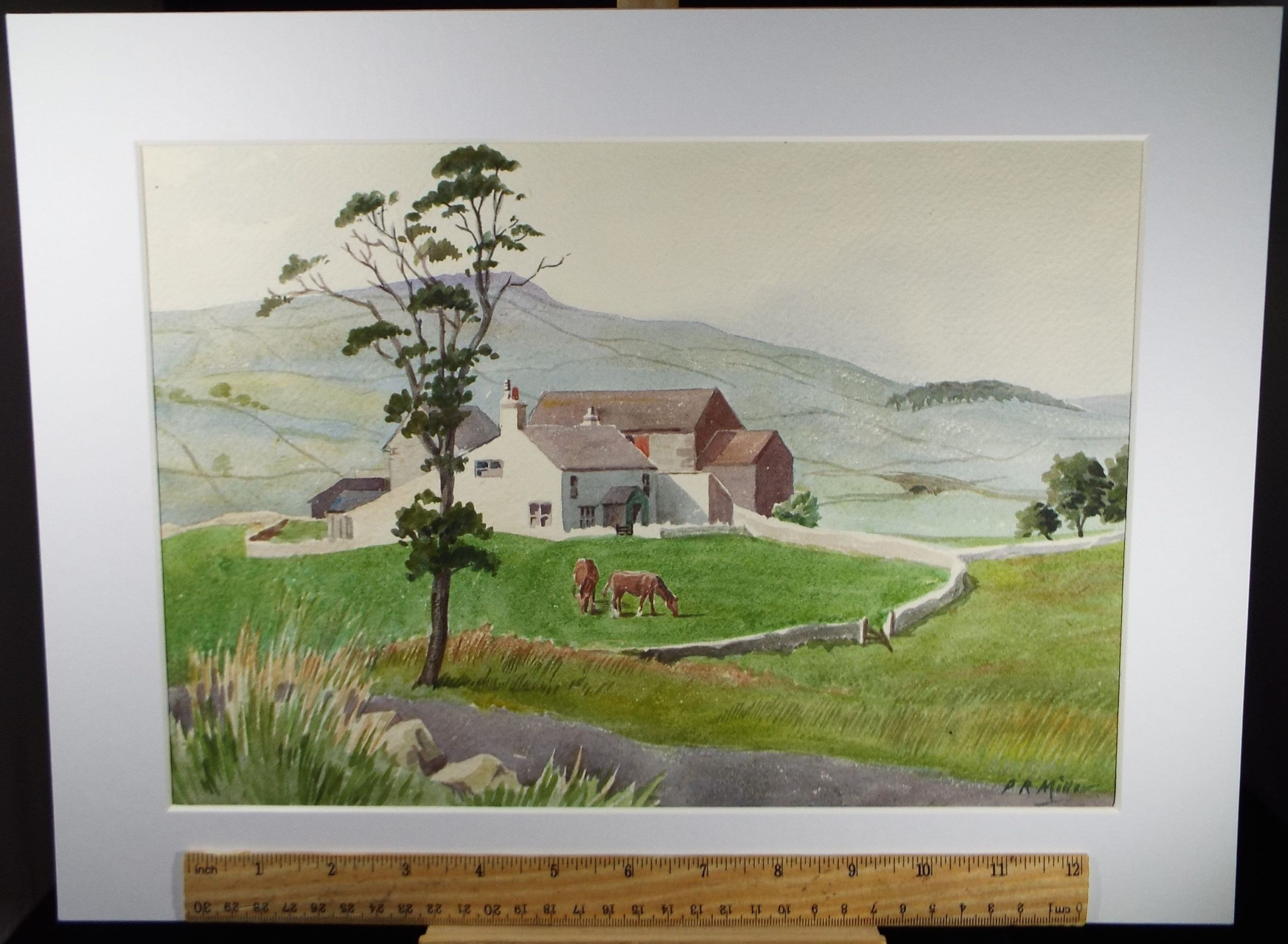 Original Watercolour, 'Farm Fairfield, Buxton', c1960's, P.R. Miller