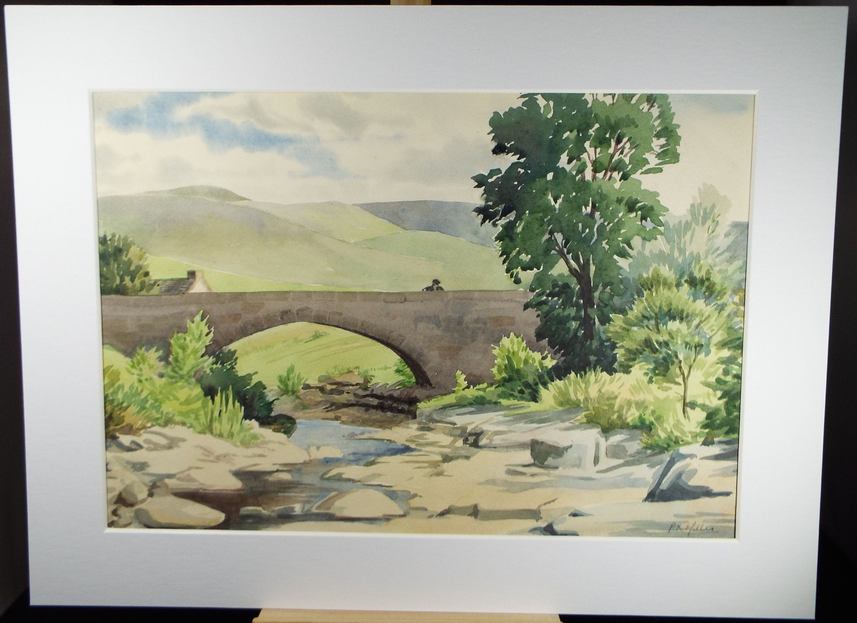 Original Watercolour, 'Bridge over the Wharfe', c1960's, P.R. Miller