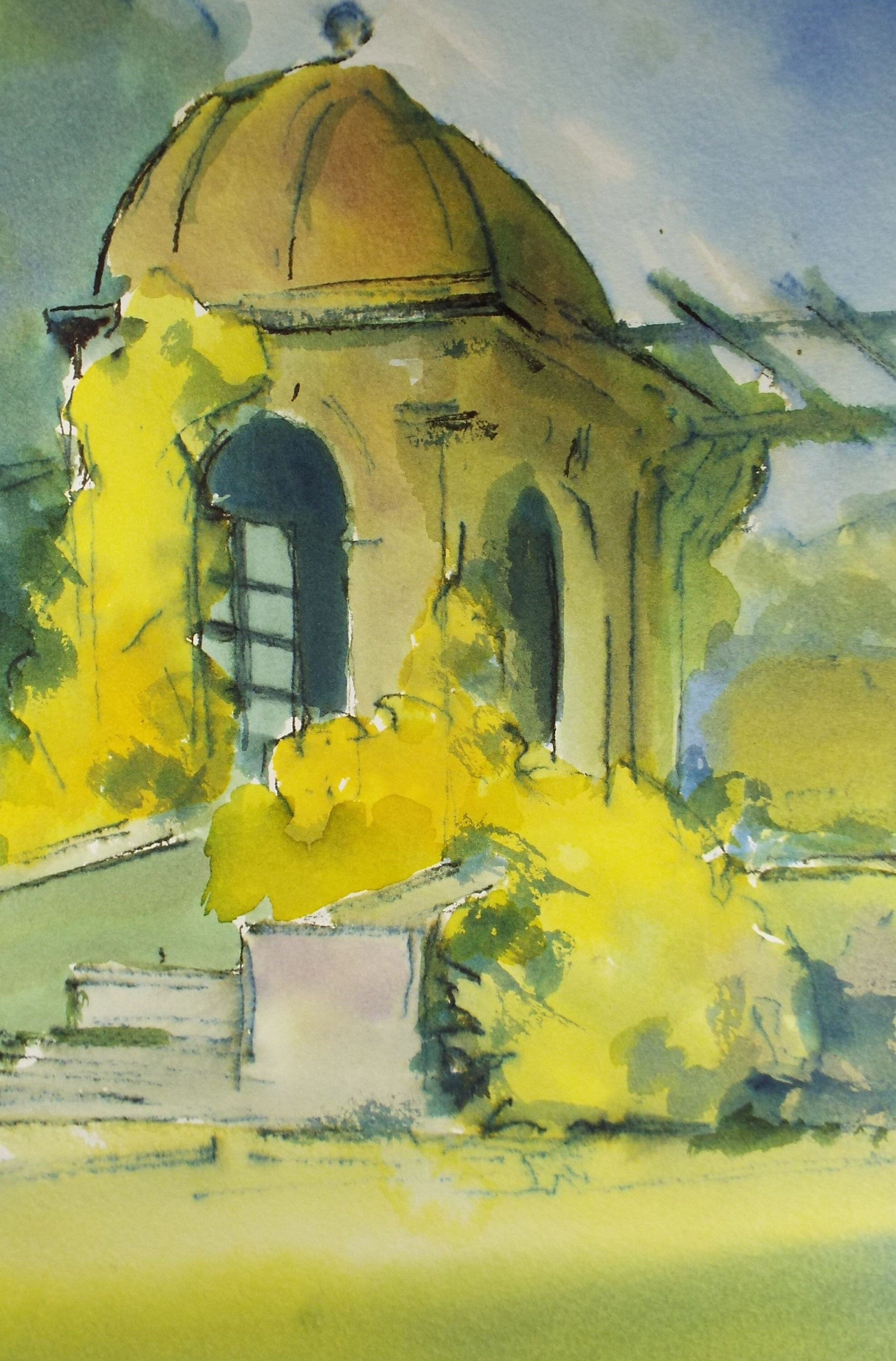Original Watercolour on Paper, 'Garden Pergola', Paul Winby, Circa 1990's