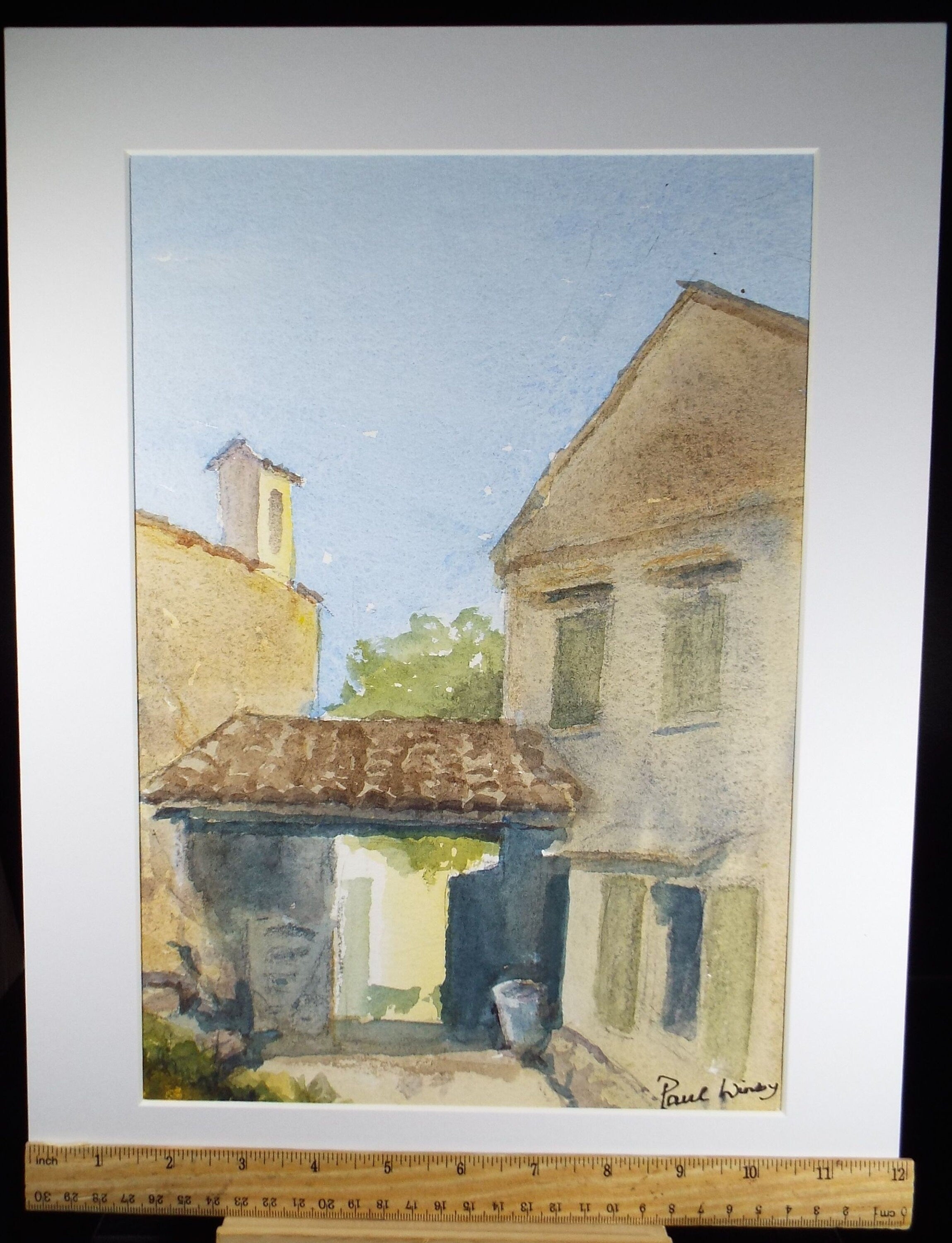 Original Watercolour on Paper, 'Between two Buildings', Paul Winby, Circa 1990's