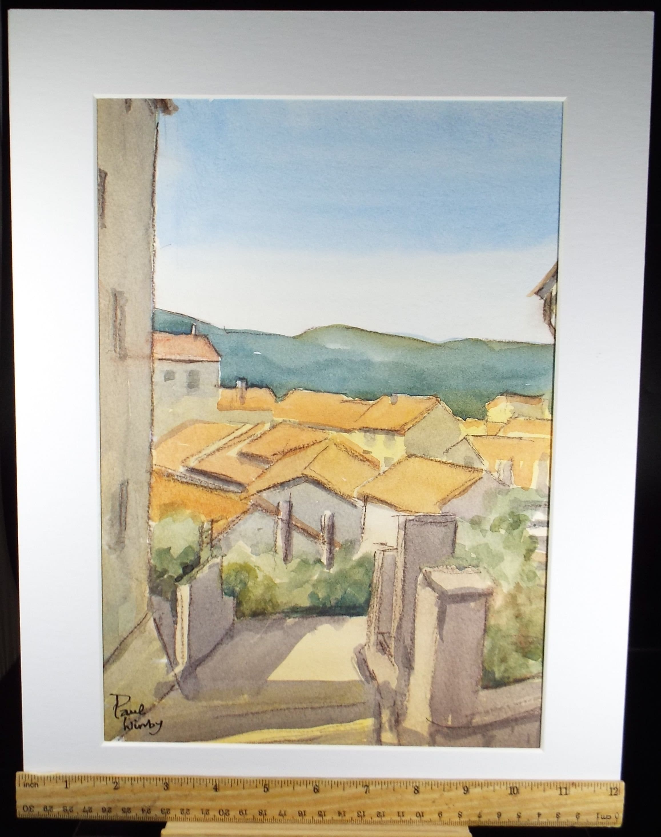 Original Watercolour on Paper, 'Village Roofs', Paul Winby, Circa 1990's