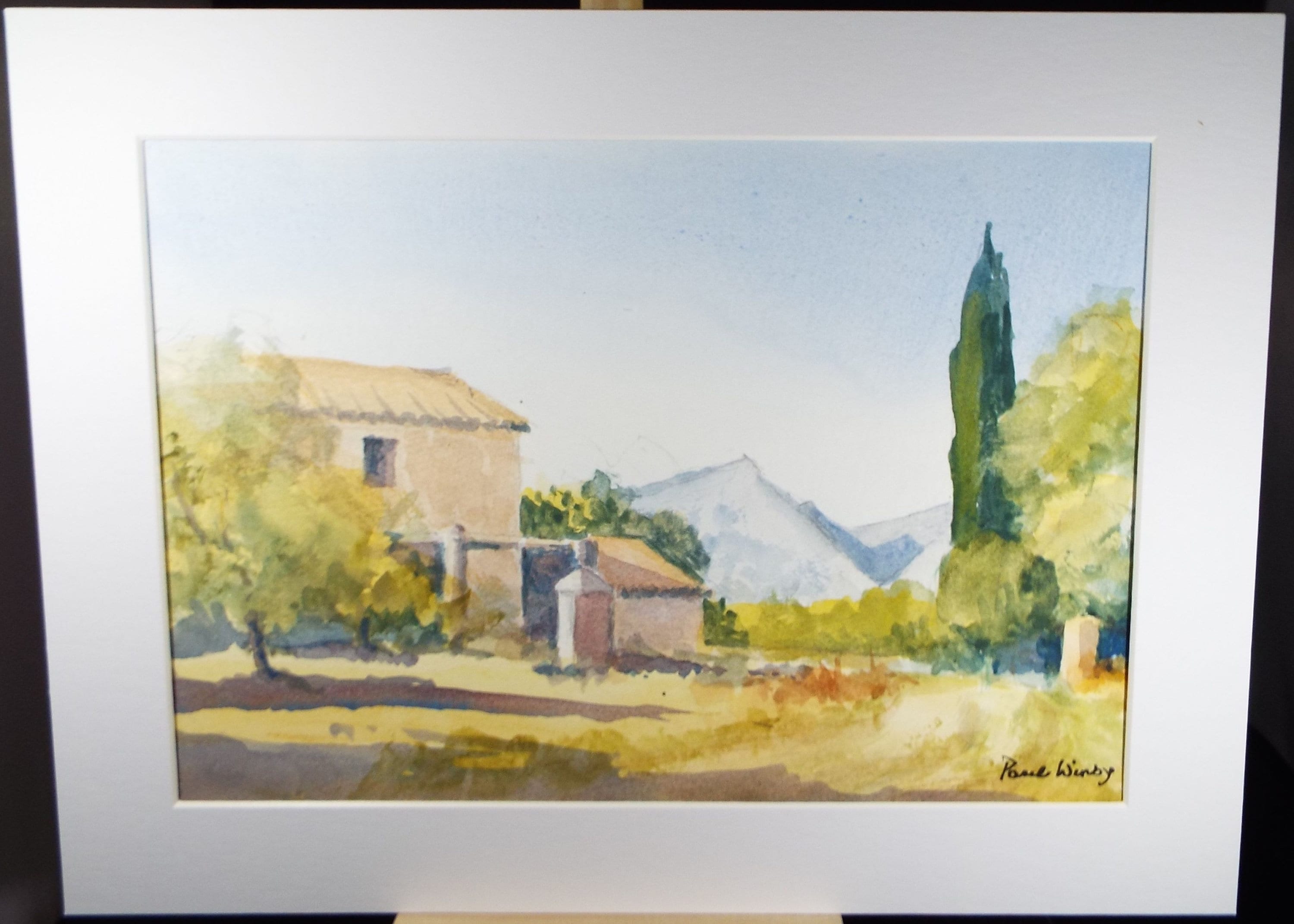 Original Watercolour on Paper, 'Farmhouse with distant hills', Paul Winby, Circa 1990's