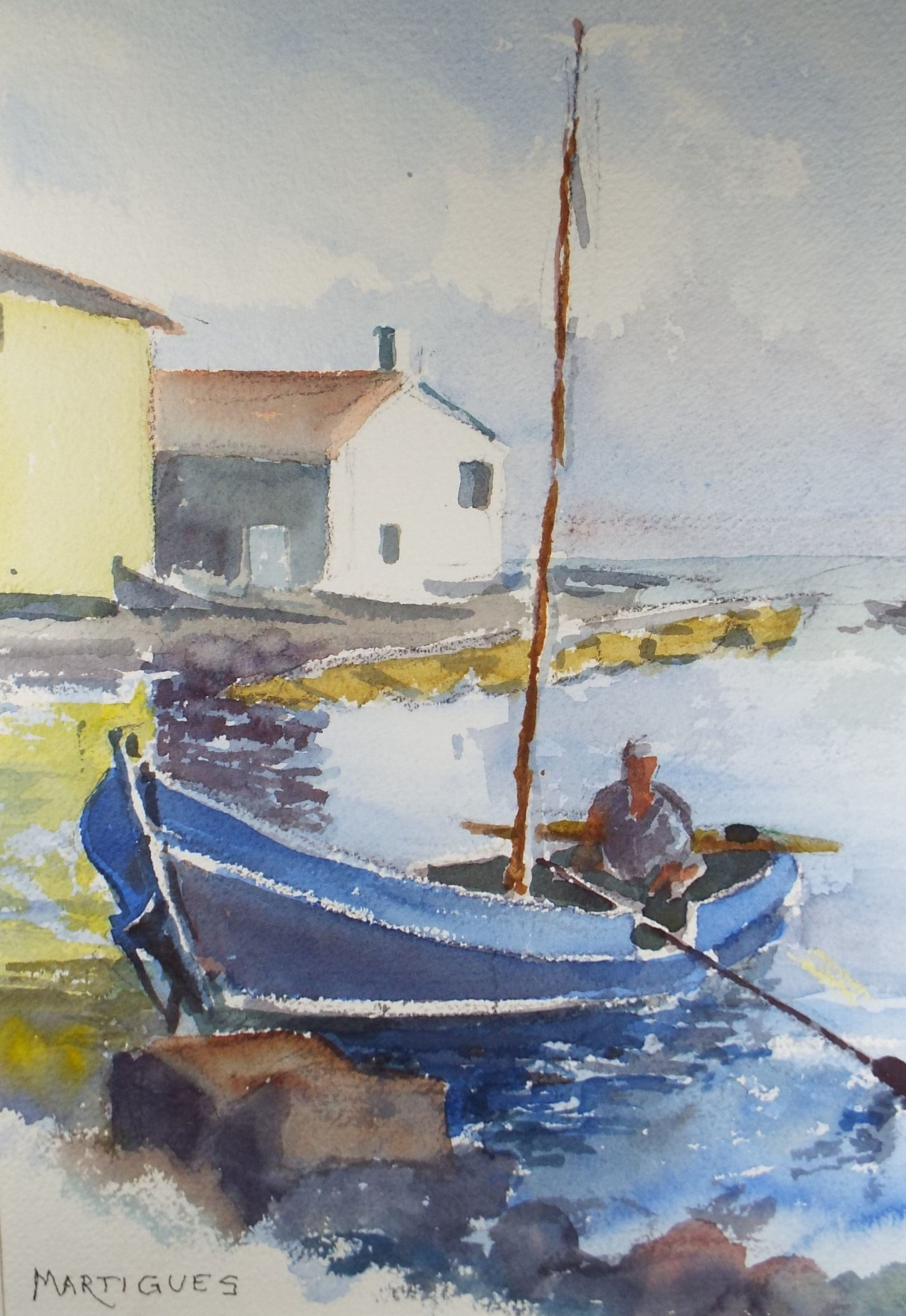 Original Watercolour on Paper, 'Martigues, France', Paul Winby, Circa 1990's