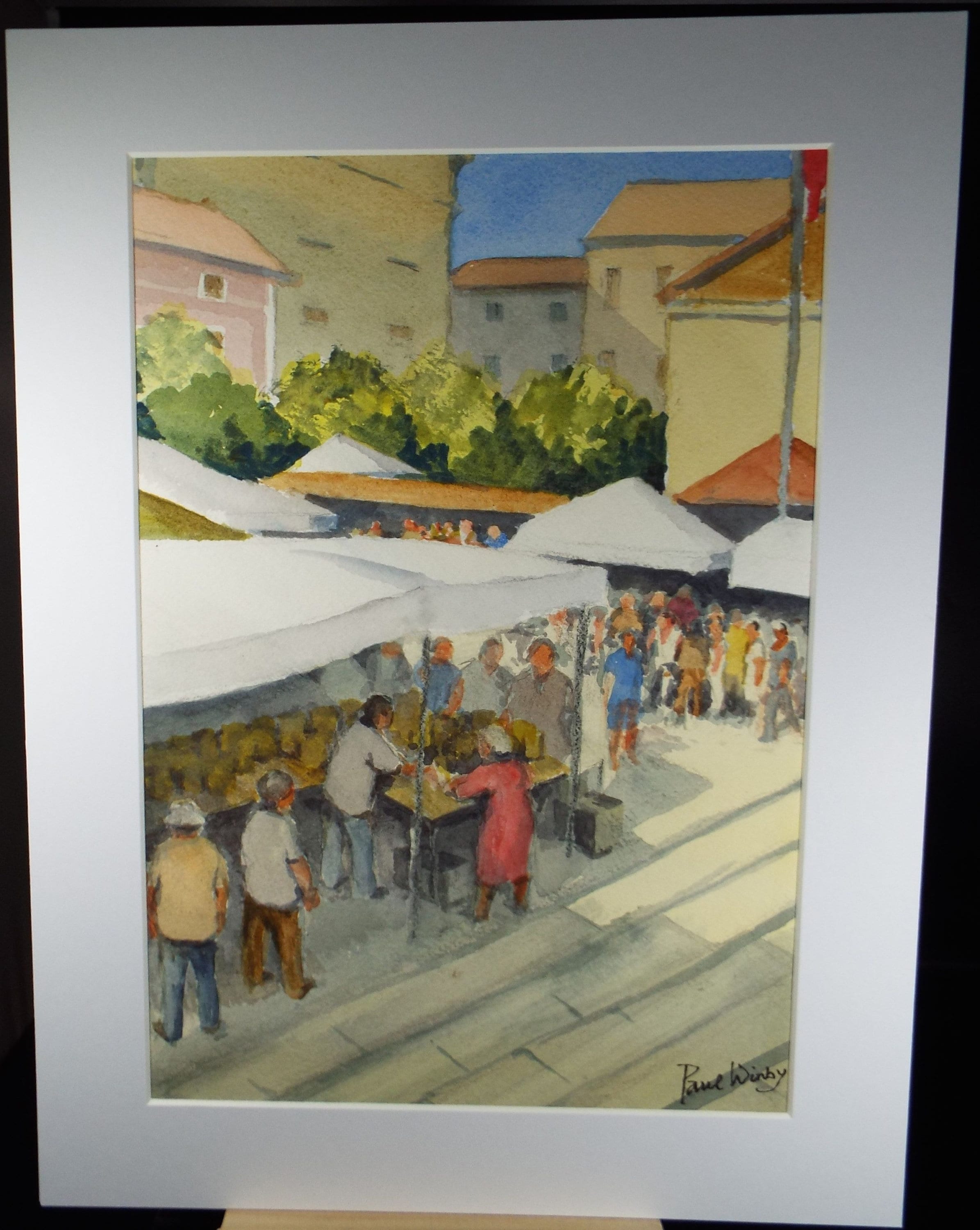 Original Watercolour on Paper, 'The Street Market', Paul Winby, Circa 1990's