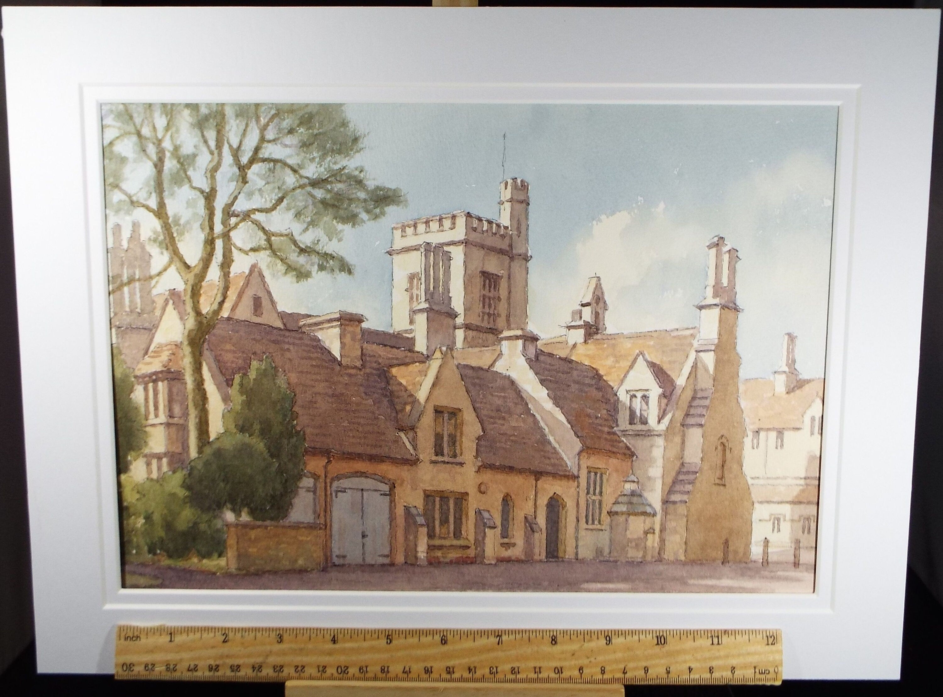Original Watercolour on Paper, 'Cotswold Stone Buildings', Edward Albert Hickling (1913-1998), Circa 1950's