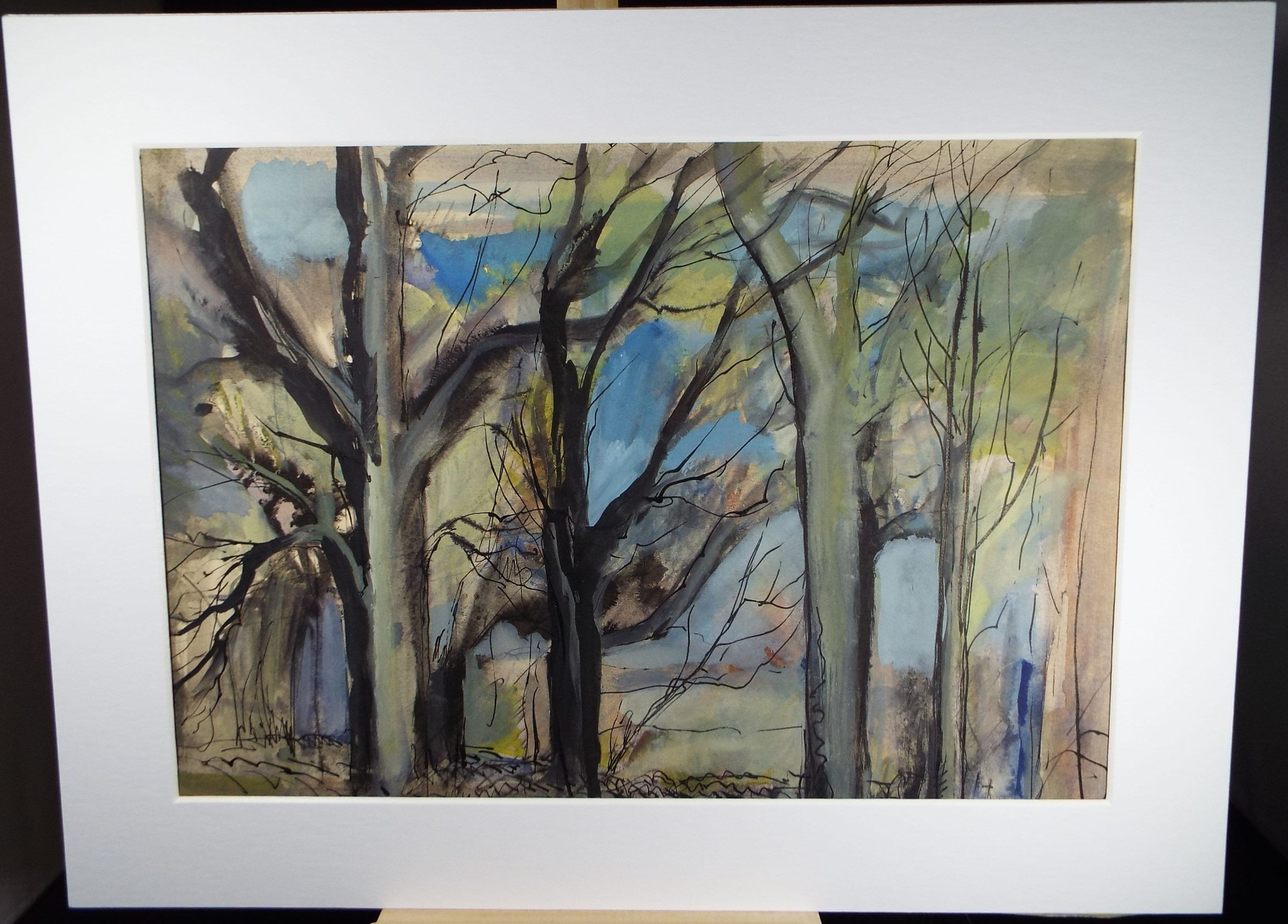 Original Watercolour & Gouache, 'Woodland in Winter', Circa 1950's , Artist Unknown